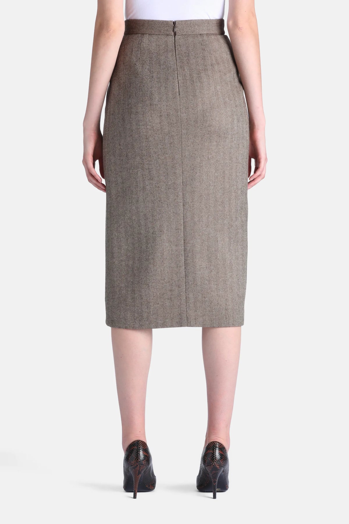 Luisa Spagnoli Var Spinro Fango Women Fioretta Midi Skirt with Crossover Detail - Fashion Show SKU: FIORETTA_3467 Image 02
