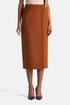 Luisa Spagnoli Tabacco Women Floriana Wool-Blend Midi Skirt - Fashion Show SKU: FLORIANA_2214 Image 01