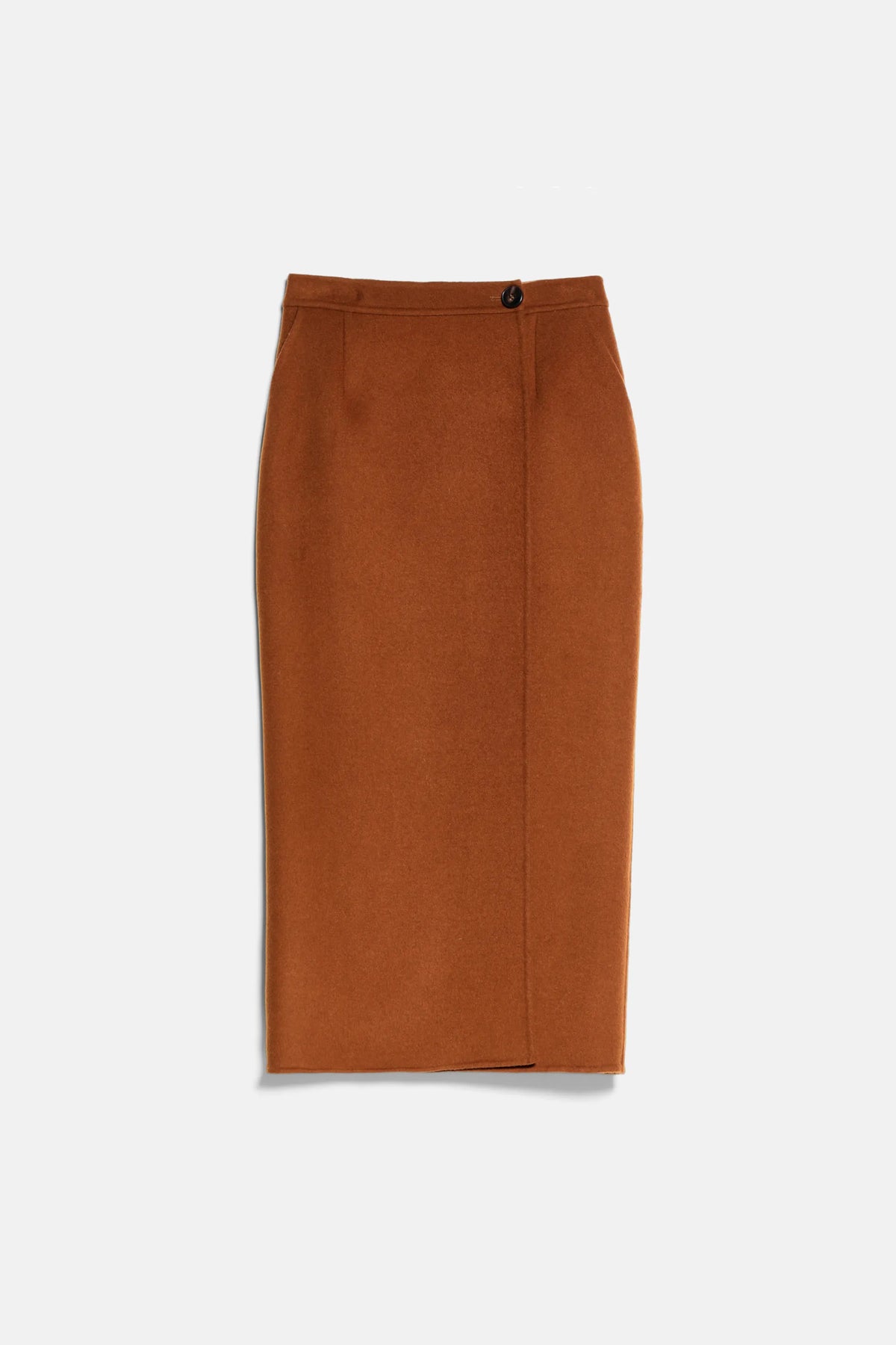Luisa Spagnoli Tabacco Women Floriana Wool-Blend Midi Skirt - Fashion Show SKU: FLORIANA_2214 Image 05
