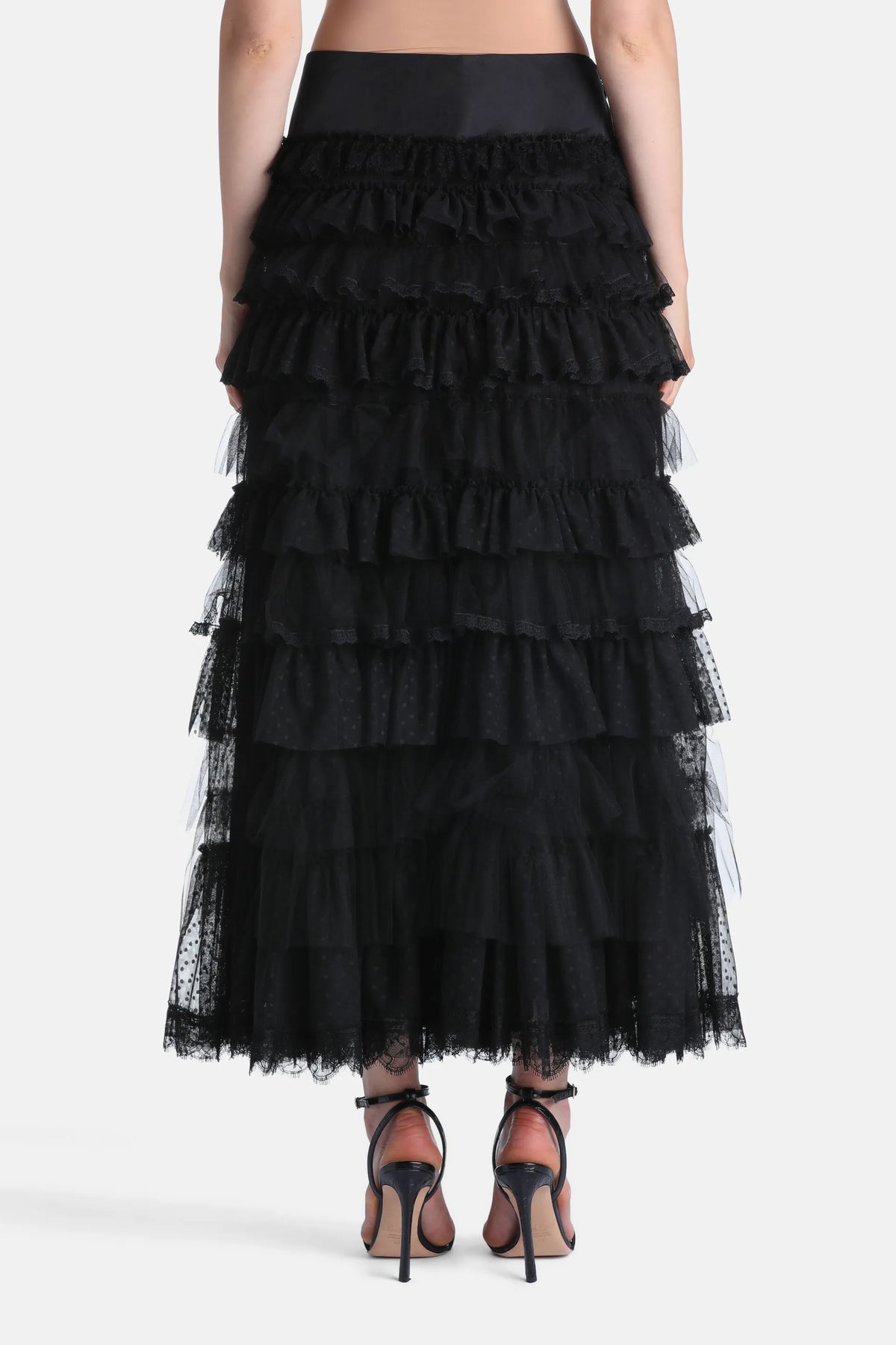 Luisa Spagnoli Nero/Nero/Nero Women Fondazione - Elegant Tiered Maxi Skirt SKU: FONDAZIONE_0101 0101 0101 Image 02