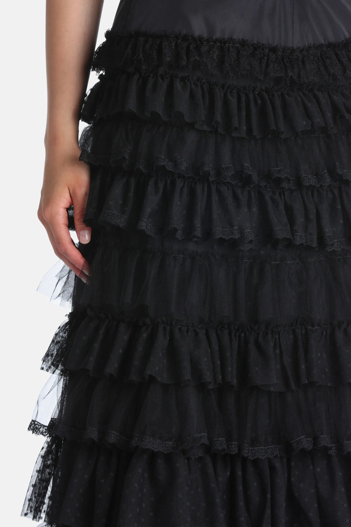 Luisa Spagnoli Nero/Nero/Nero Women Fondazione - Elegant Tiered Maxi Skirt SKU: FONDAZIONE_0101 0101 0101 Image 03