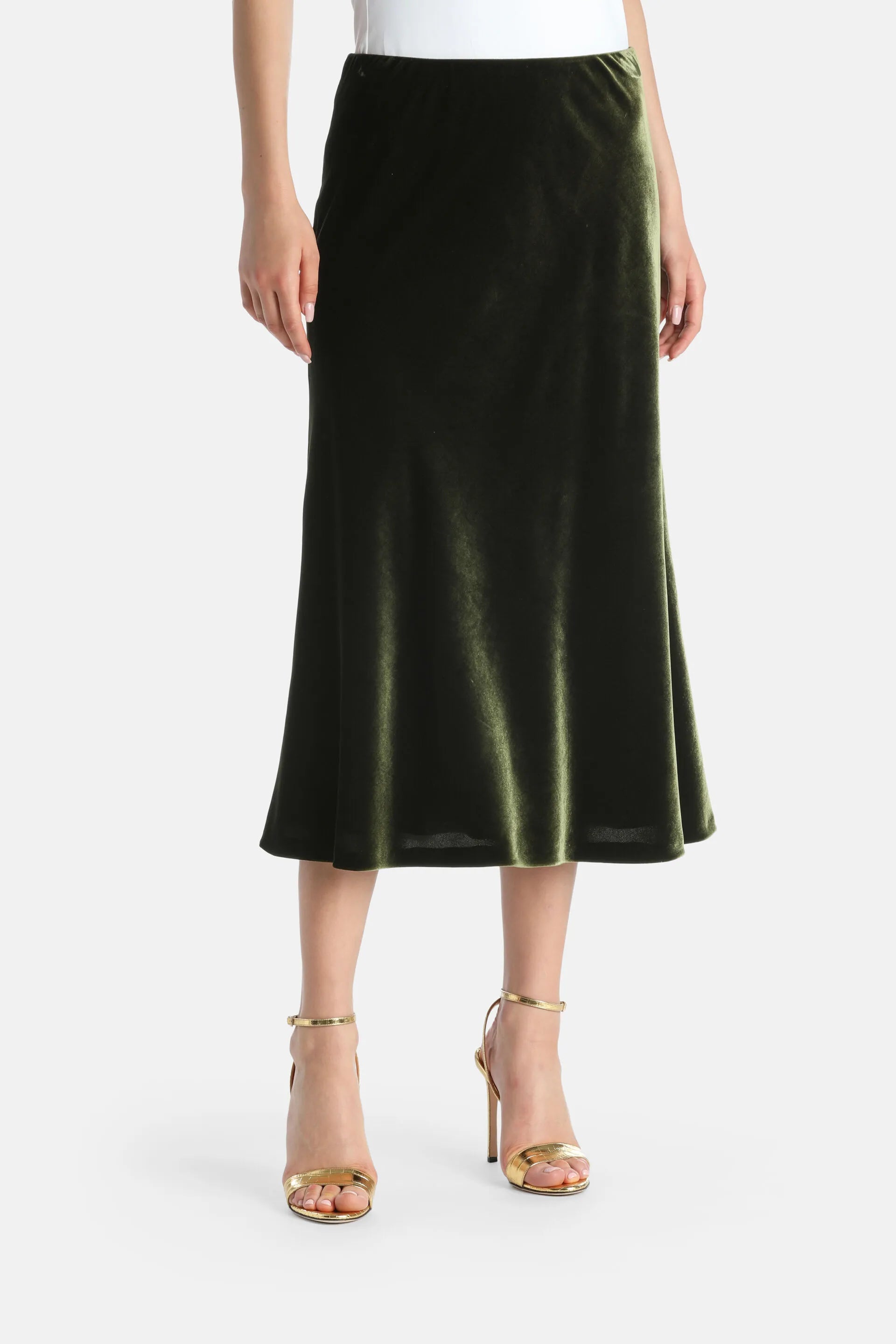 Luisa Spagnoli_Green_Fonduta - Elegant Midi Skirt_FONDUTA_1741_01