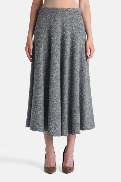 Luisa Spagnoli Var Grigio Panna Women Frazione - Flared BouclŽ Midi Skirt SKU: FRAZIONE_3331 Image 01