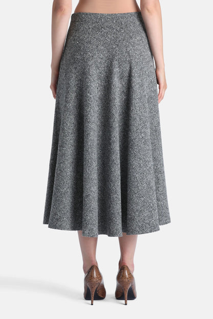Luisa Spagnoli Var Grigio Panna Women Frazione - Flared BouclŽ Midi Skirt SKU: FRAZIONE_3331 Image 02