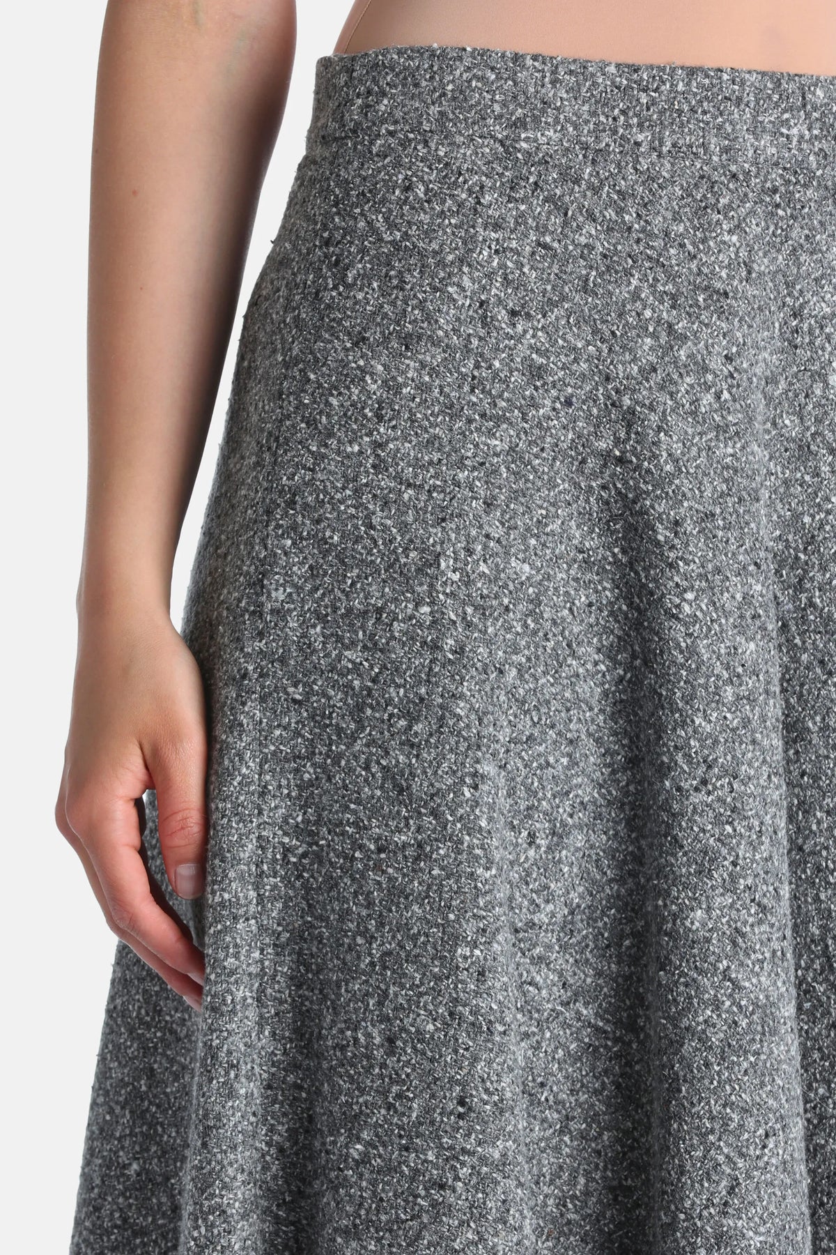 Luisa Spagnoli Var Grigio Panna Women Frazione - Flared BouclŽ Midi Skirt SKU: FRAZIONE_3331 Image 03