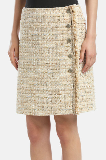 Luisa Spagnoli_Var Beige Oro_Freccia - Fringed BouclŽ Skirt_FRECCIA_3902_03