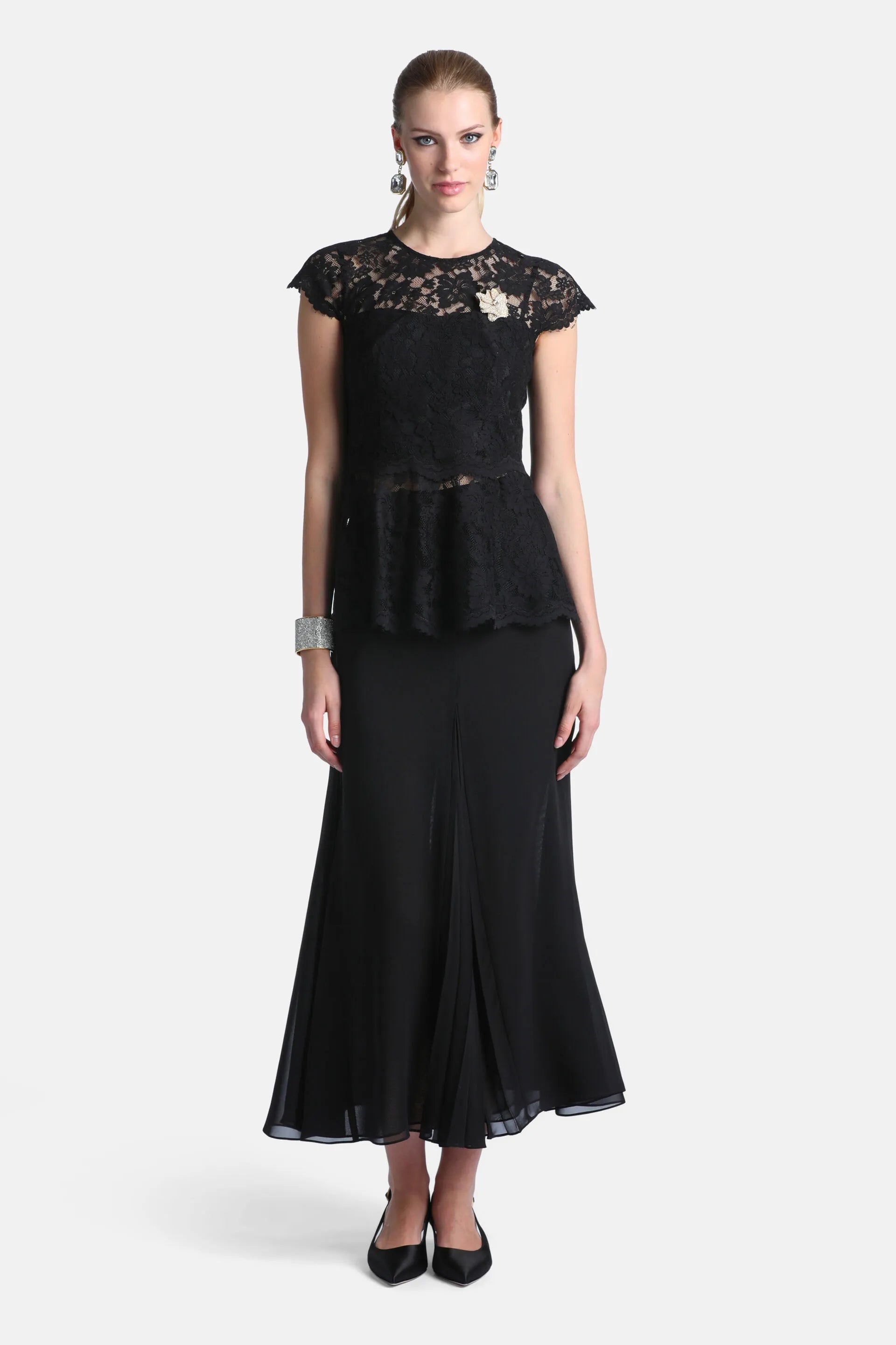Luisa Spagnoli Nero/Nero Women Frizione - Elegant Silk Skirt SKU: FRIZIONE_0101 0101 Image 02