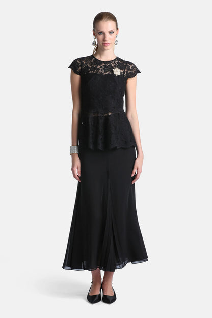 Luisa Spagnoli Nero/Nero Women Frizione - Elegant Silk Skirt SKU: FRIZIONE_0101 0101 Image 02