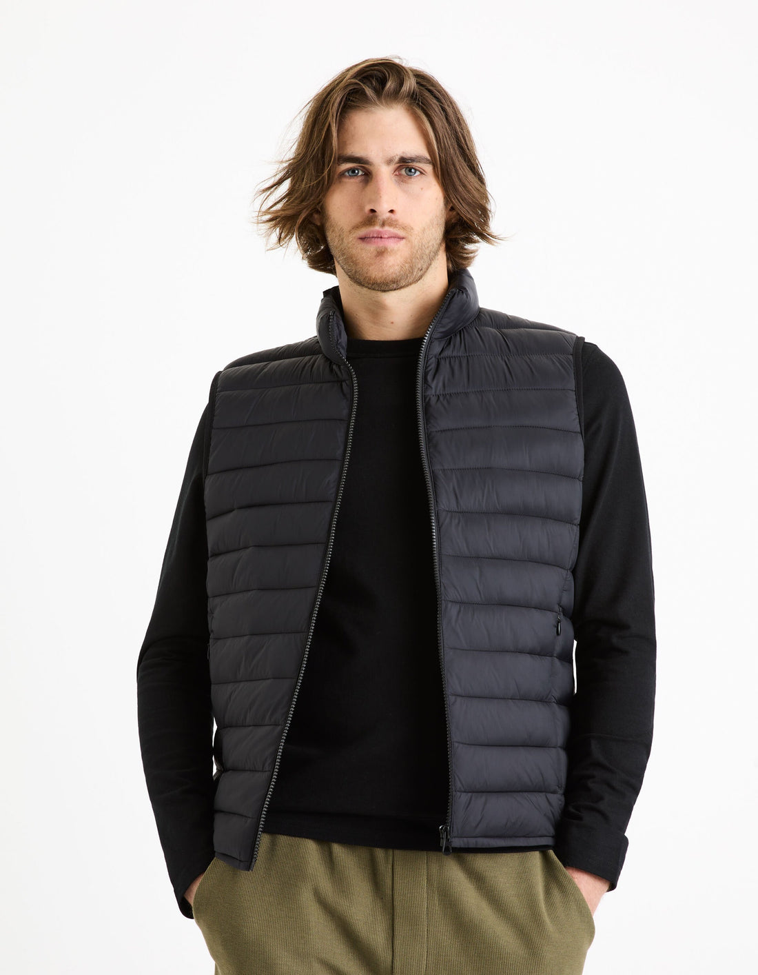 Sleeveless Light Down Jacket - Black_02