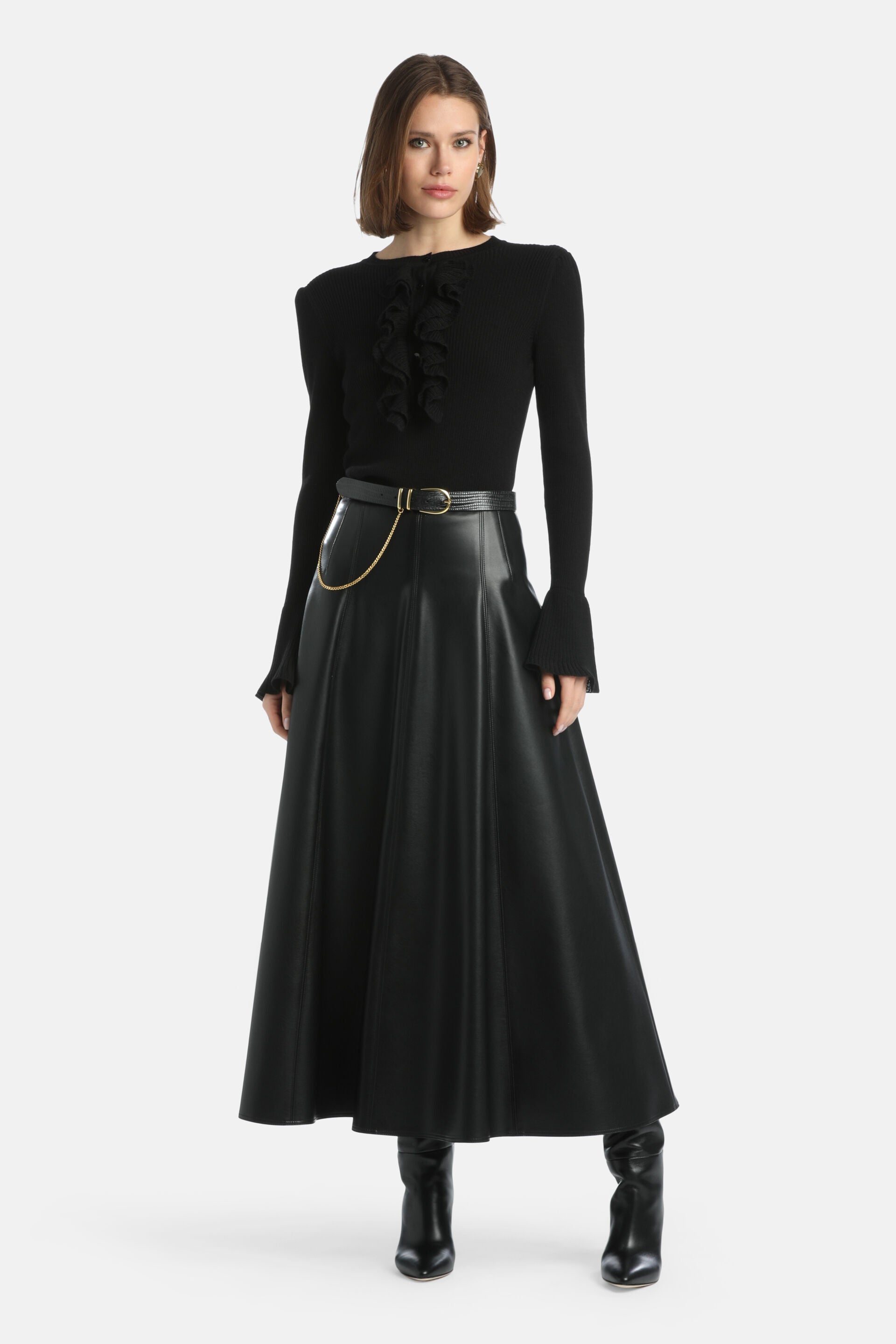 Luisa Spagnoli_Nero_Fuoco - Faux Leather Maxi Skirt_FUOCO_0101_01