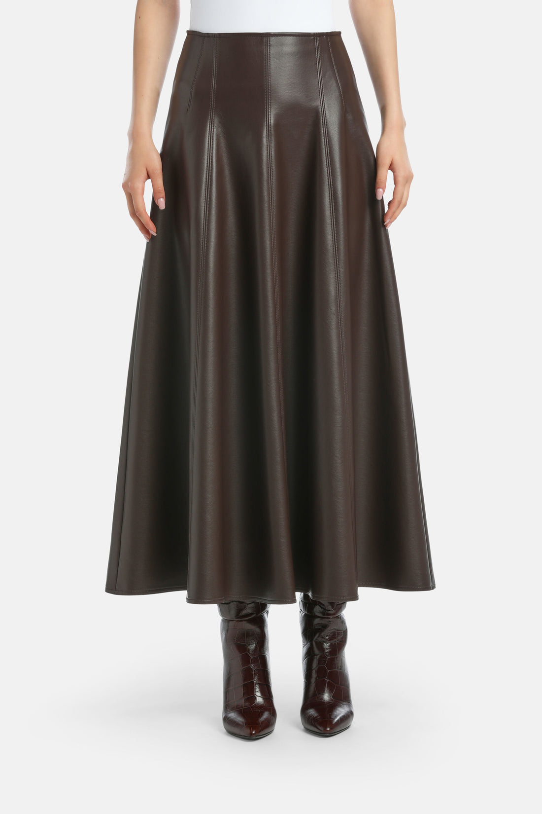 Luisa Spagnoli_Testa Di Moro_Fuoco - Faux Leather Maxi Skirt_FUOCO_0937_01