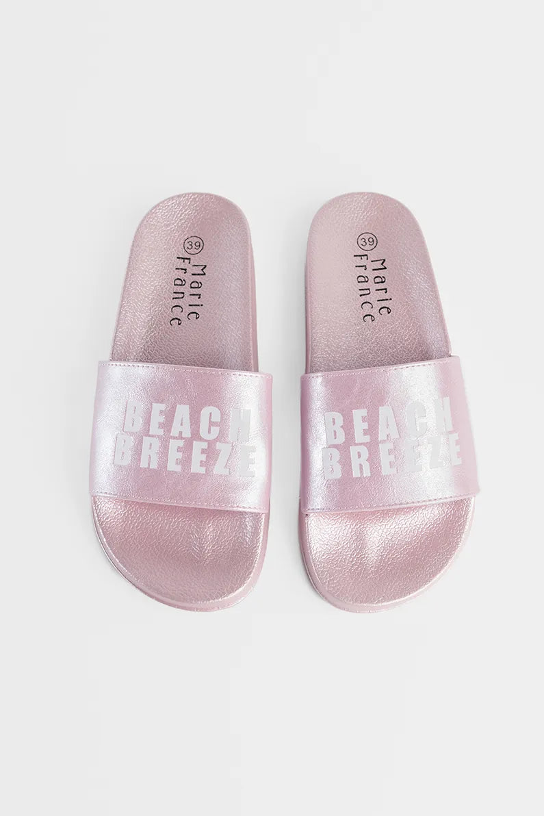 Marie France Pink Women Breezy Shiny Summer Slider Sandals SKU: FWBREEZY_Pink Image 01