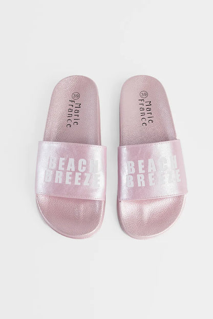 Marie France Pink Women Breezy Shiny Summer Slider Sandals SKU: FWBREEZY_Pink Image 01
