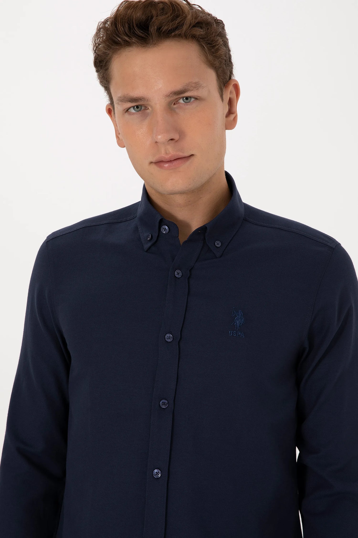 U.S. Polo Assn. Navy Men Navy Long Sleeve Shirt SKU: G081GL0040 2083841_VR033 Image 02