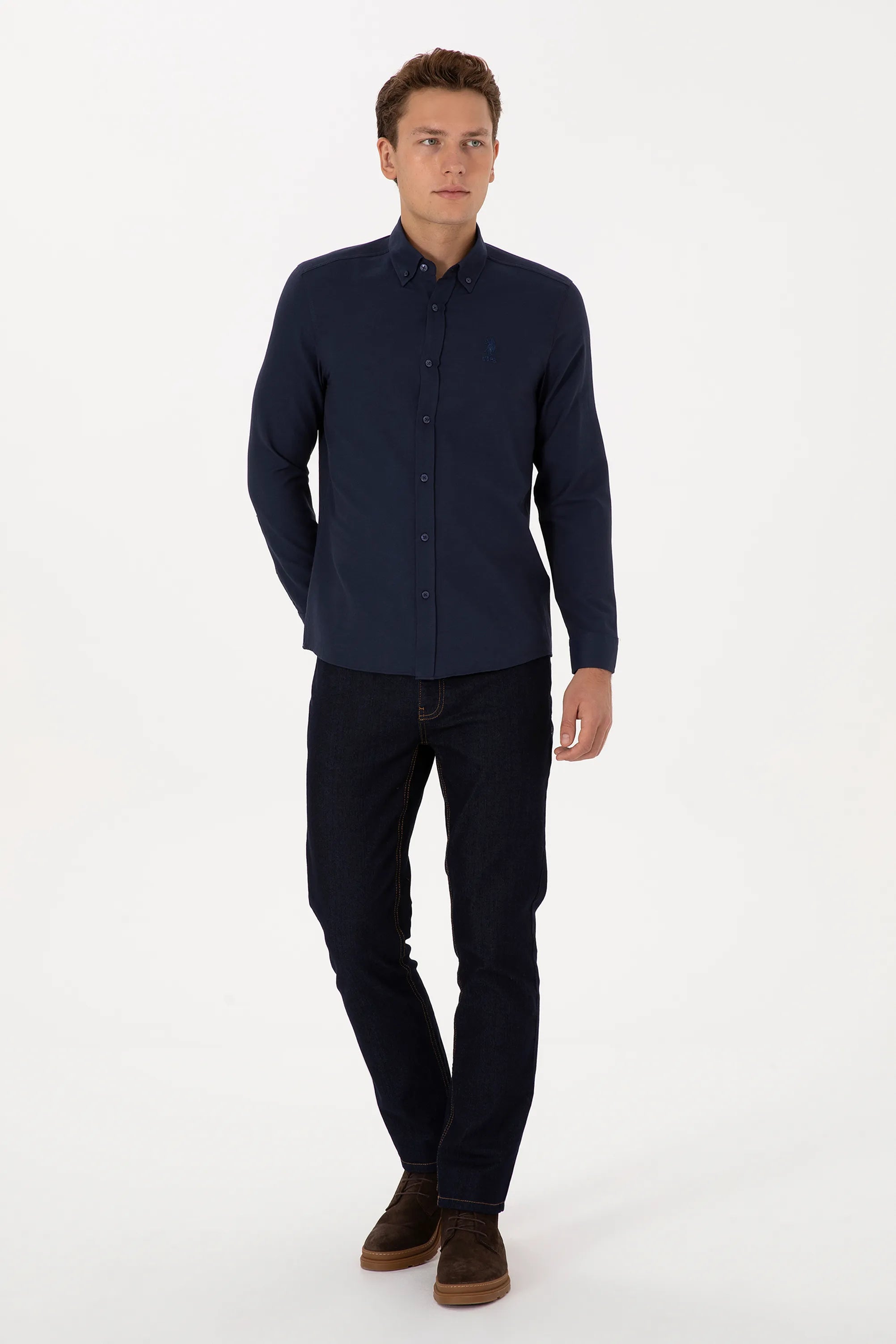 U.S. Polo Assn. Navy Blue Men Navy Blue Shirt Long Sleeve SKU: G081GL0040 2083841_VR033 Image 04