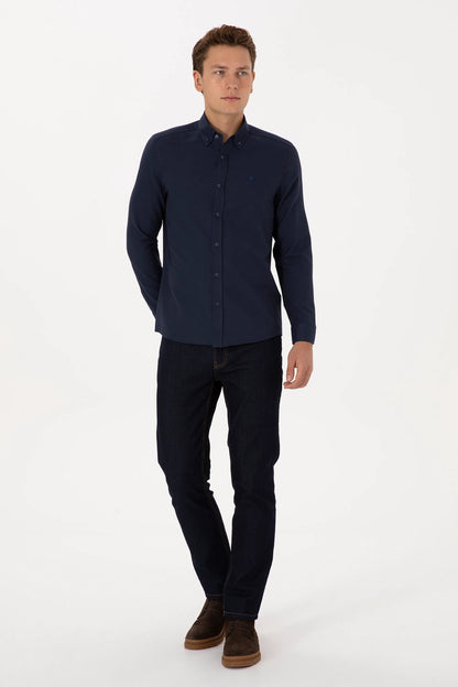 U.S. Polo Assn. Navy Men Navy Long Sleeve Shirt SKU: G081GL0040 2083841_VR033 Image 04