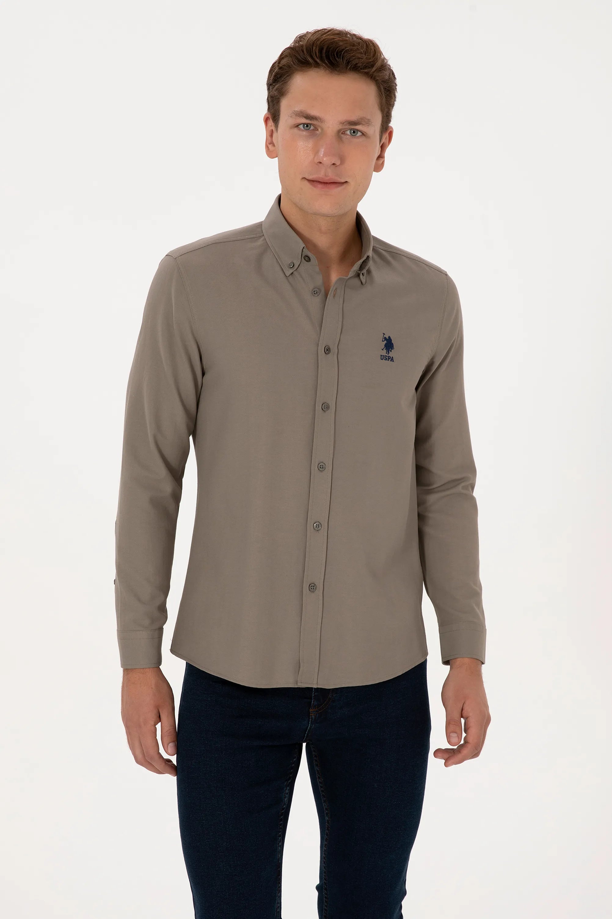 U.S. Polo Assn. Mink Men Mink Long Sleeve Shirt SKU: G081GL0040 2083841_VR052 Image 03