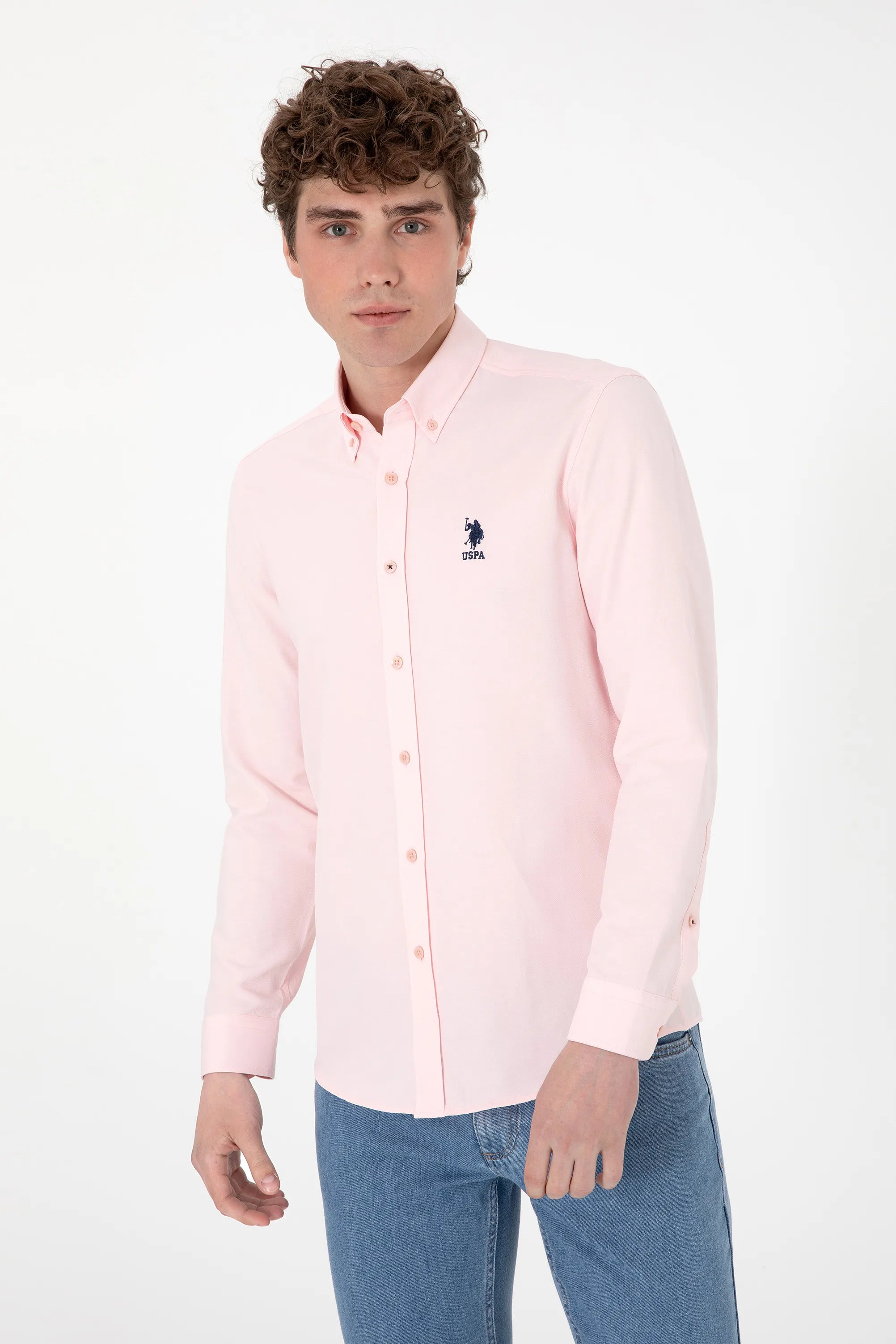 U.S. Polo Assn. Pink Men Pink Shirt Long Sleeve SKU: G081GL0040 2083841_VR078 Image 03