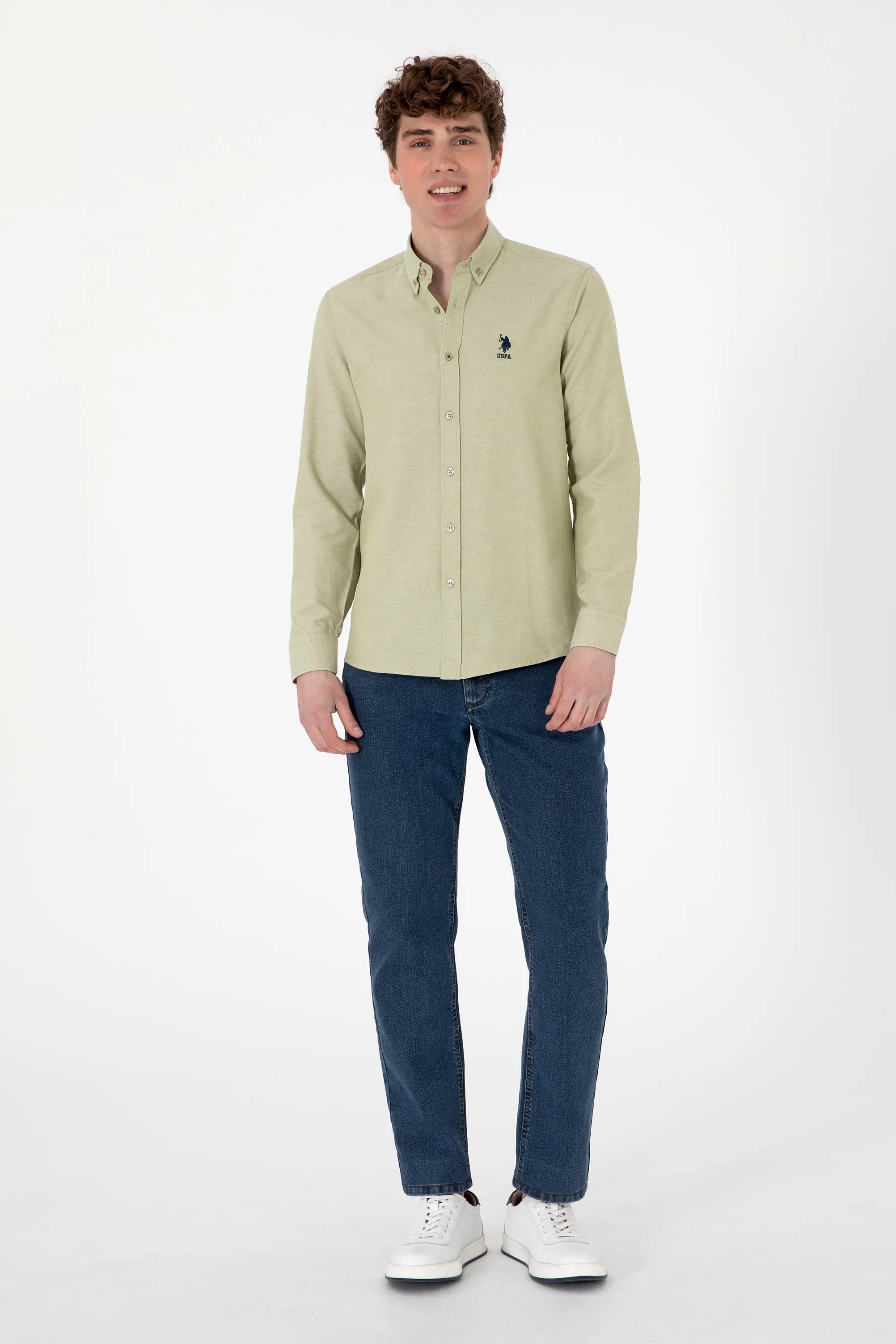 U.S. Polo Assn. Soft Green Men Soft Green Shirt Long Sleeve SKU: G081GL0040 2083841_VR183 Image 04