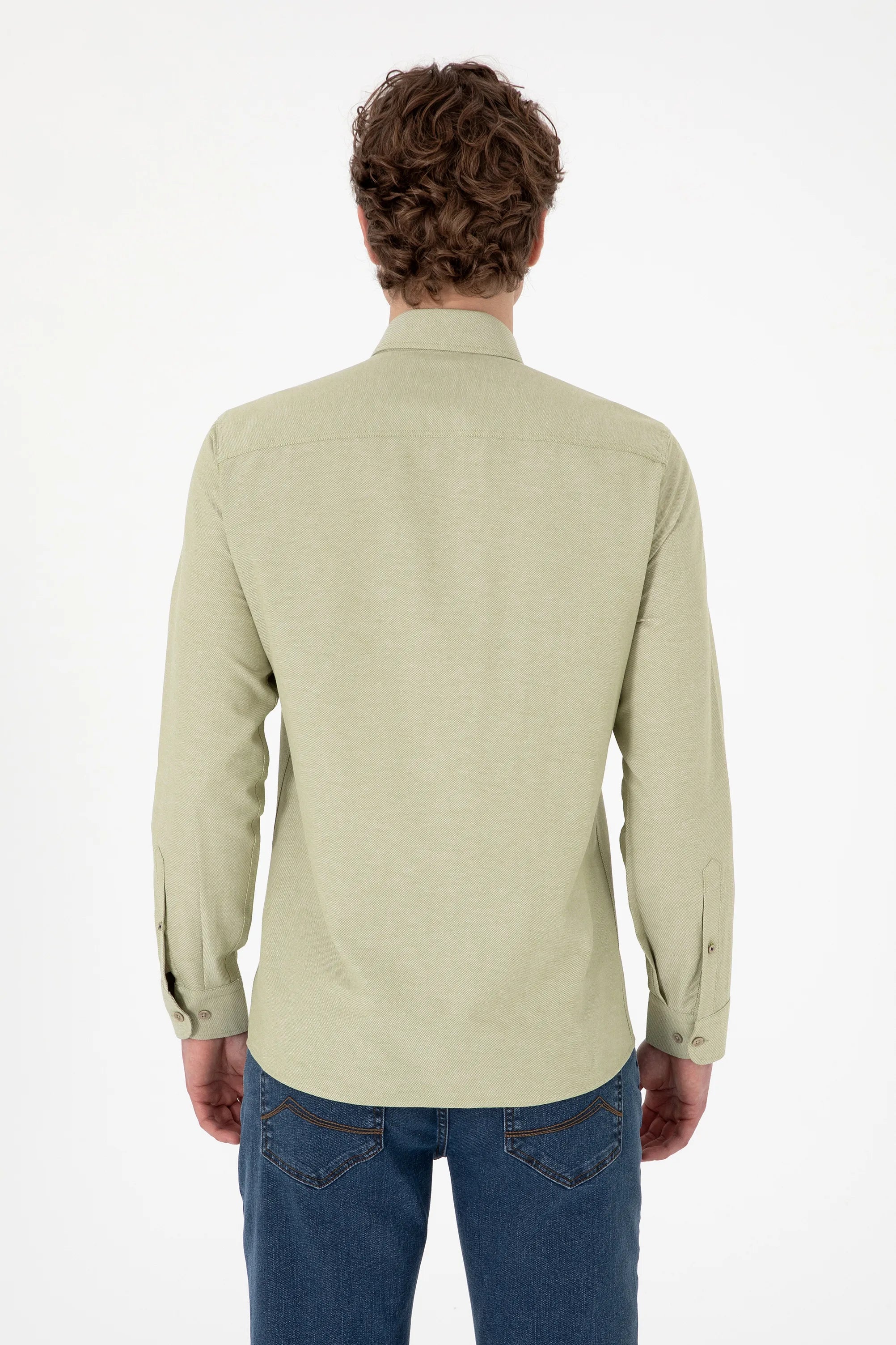 U.S. Polo Assn. Soft Green Men Soft Green Shirt Long Sleeve SKU: G081GL0040 2083841_VR183 Image 05