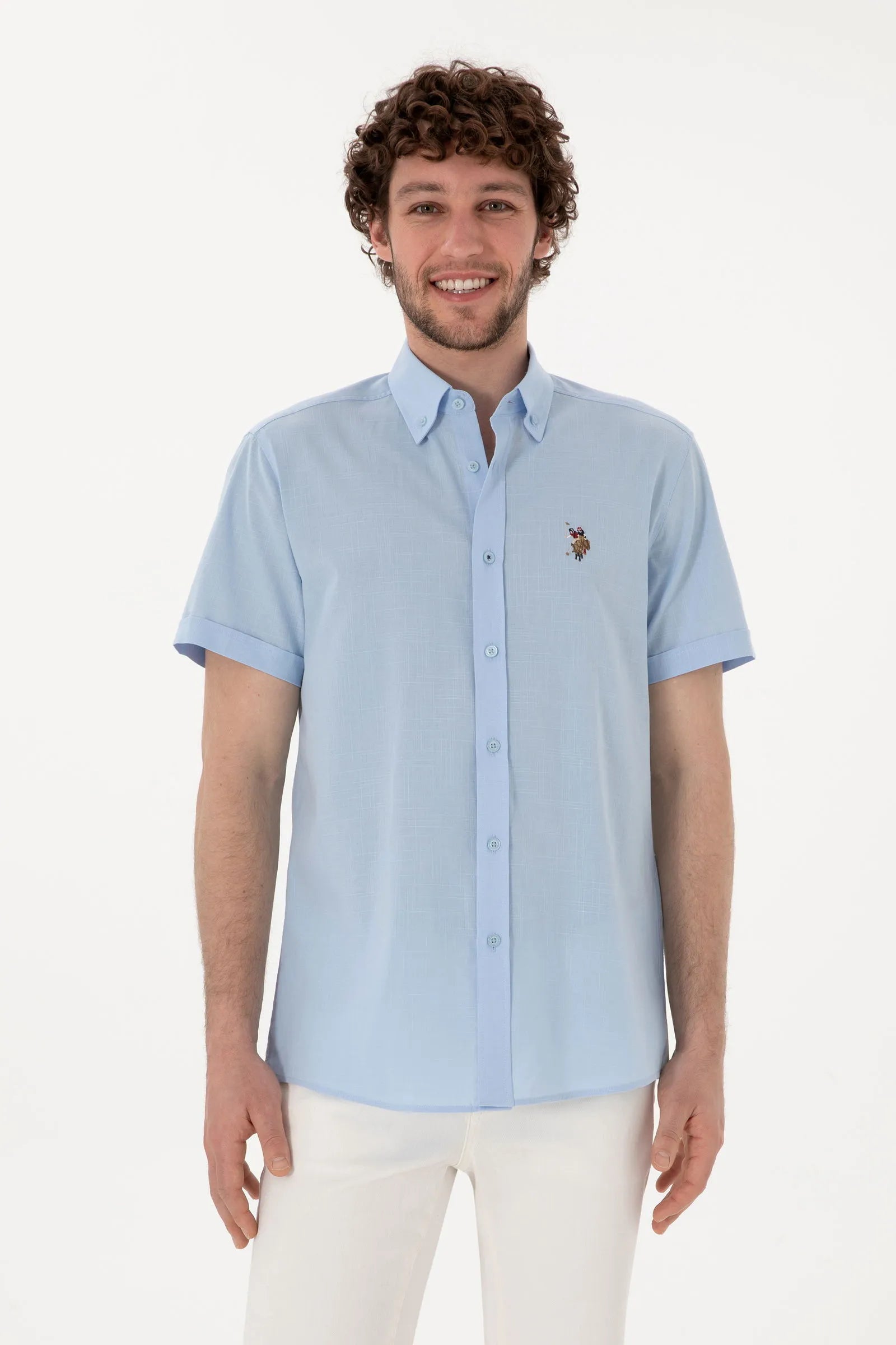 U.S. Polo Assn. Light Blue Men Light Blue Shirt SKU: G081GL0040 2083854_VR003 Image 01
