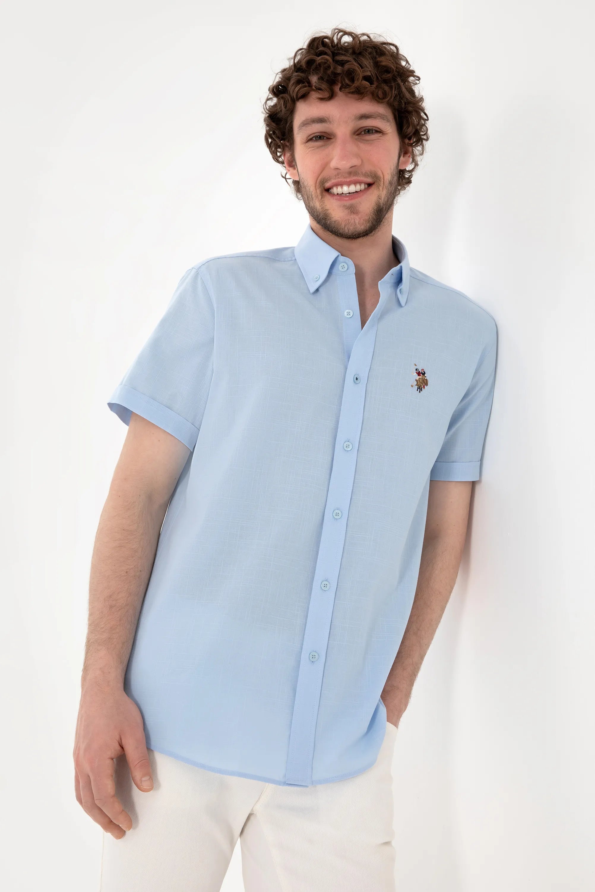U.S. Polo Assn. Light Blue Men Light Blue Shirt SKU: G081GL0040 2083854_VR003 Image 03