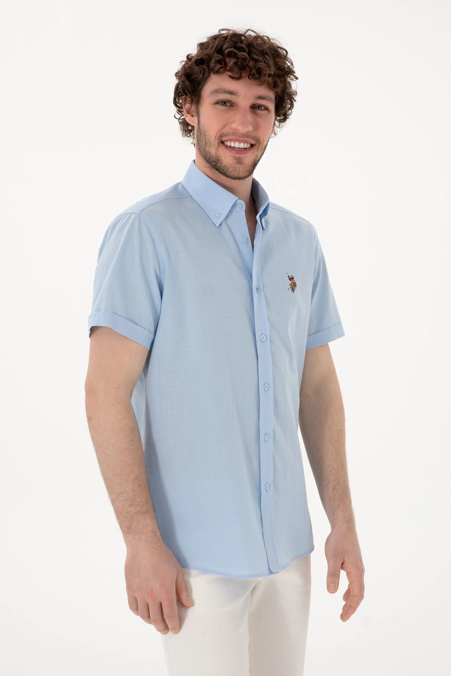 U.S. Polo Assn. Light Blue Men Light Blue Shirt SKU: G081GL0040 2083854_VR003 Image 04