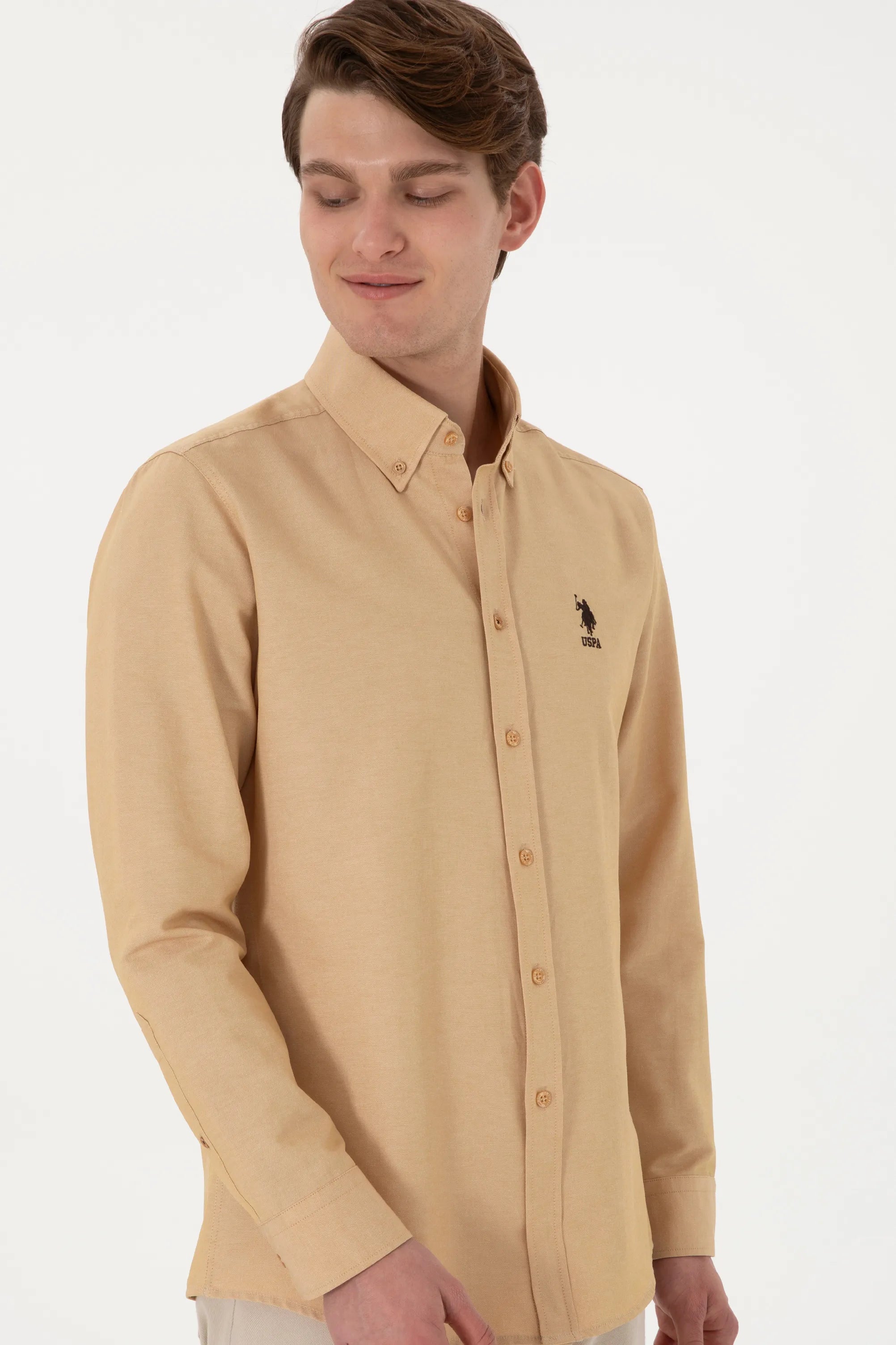 U.S. Polo Assn. Camel Men Camel Long Sleeve Shirt SKU: G081GL0040 2084126_VR015 Image 03
