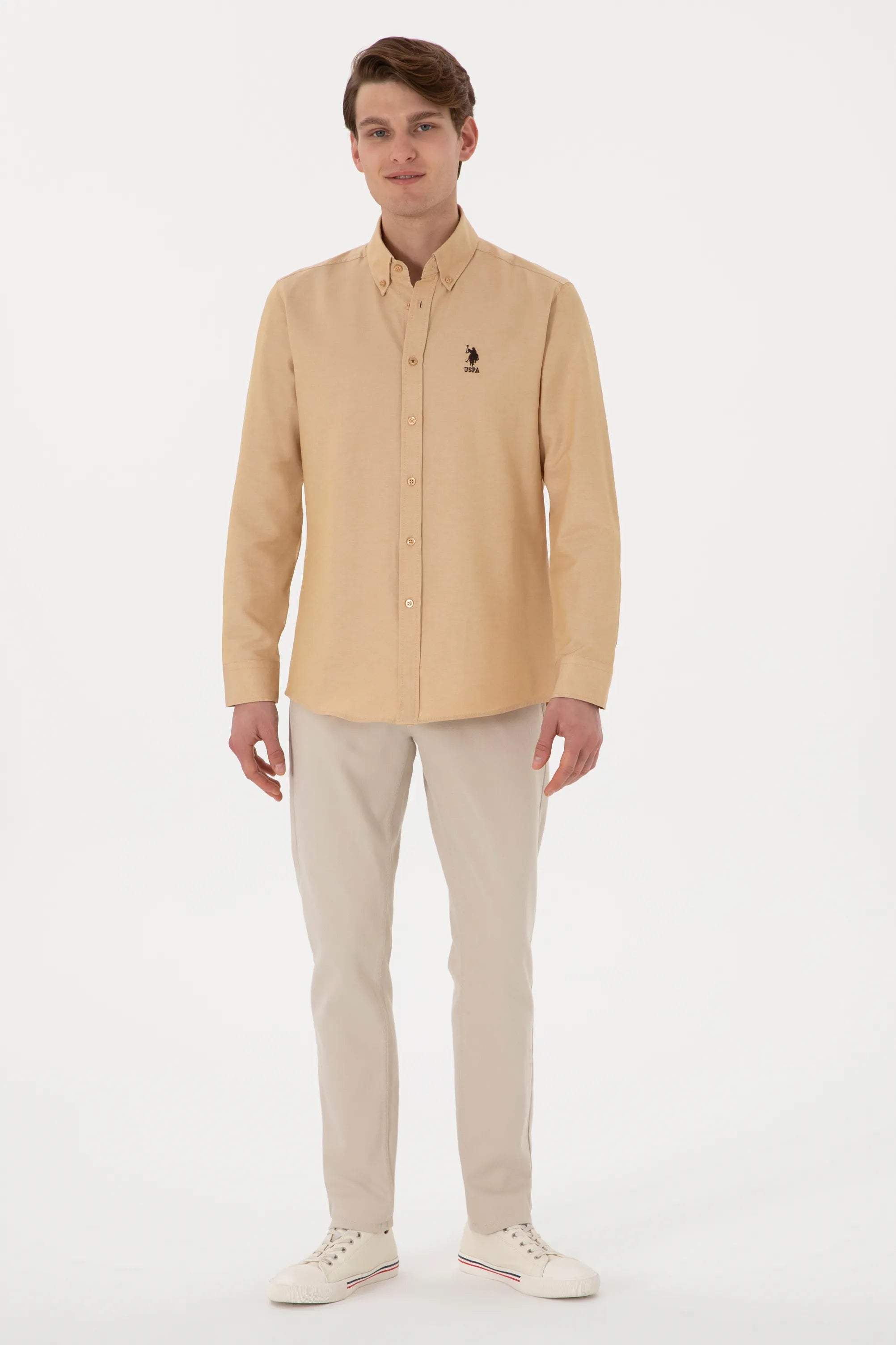 U.S. Polo Assn. Camel Men Camel Long Sleeve Shirt SKU: G081GL0040 2084126_VR015 Image 04