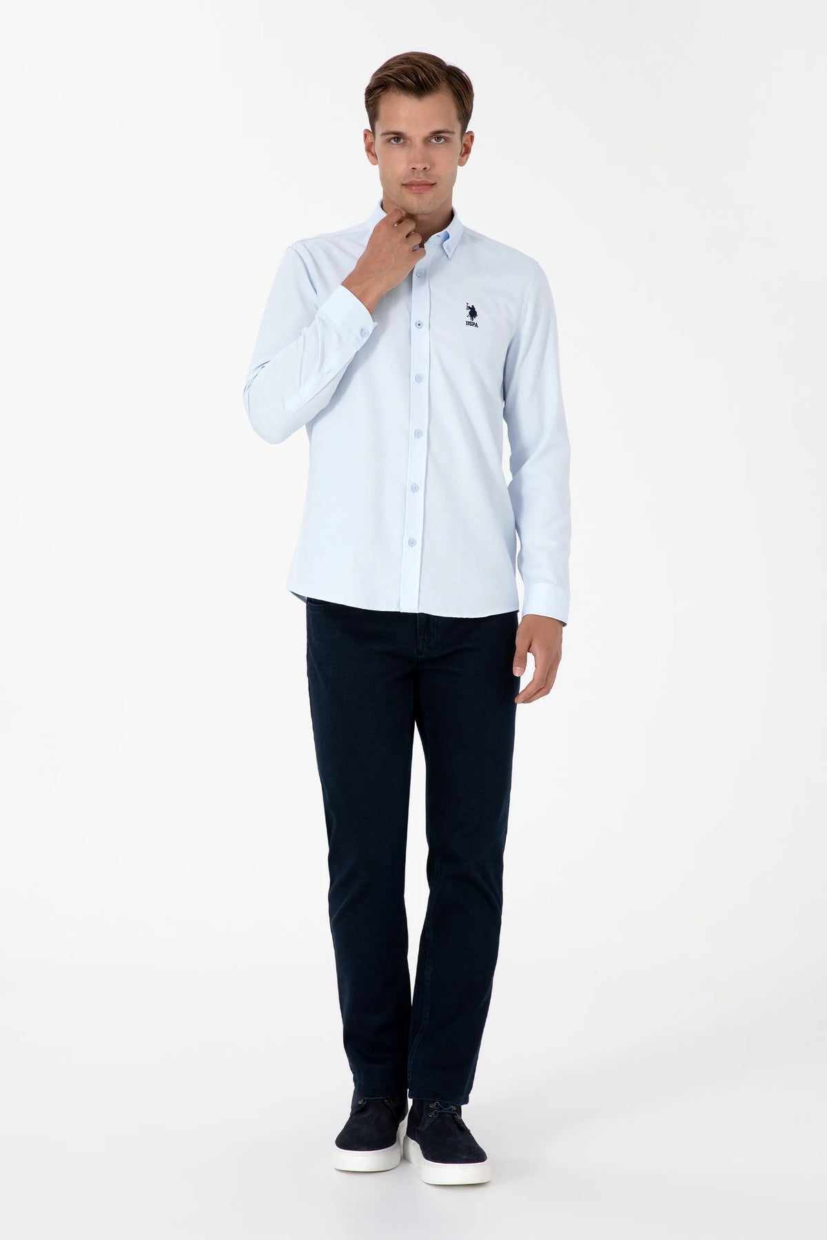 U.S. Polo Assn. Light Blue Men Light Blue Long Sleeve Button Down Oxford Shirt SKU: G081GL0040 2225592_VR003 Image 04