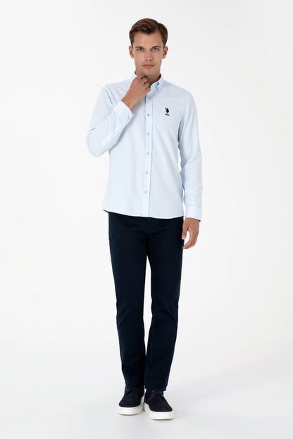 U.S. Polo Assn. Light Blue Men Light Blue Long Sleeve Button Down Oxford Shirt SKU: G081GL0040 2225592_VR003 Image 04