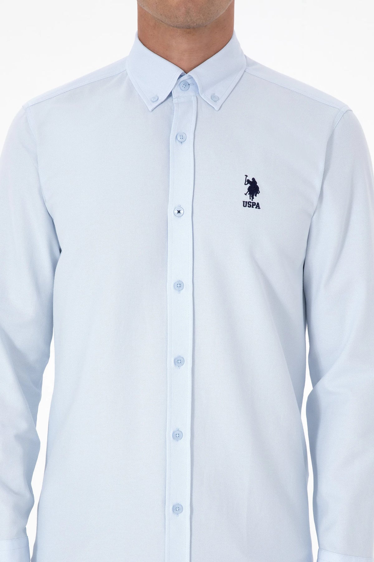 U.S. Polo Assn. Light Blue Men Light Blue Long Sleeve Button Down Oxford Shirt SKU: G081GL0040 2225592_VR003 Image 06