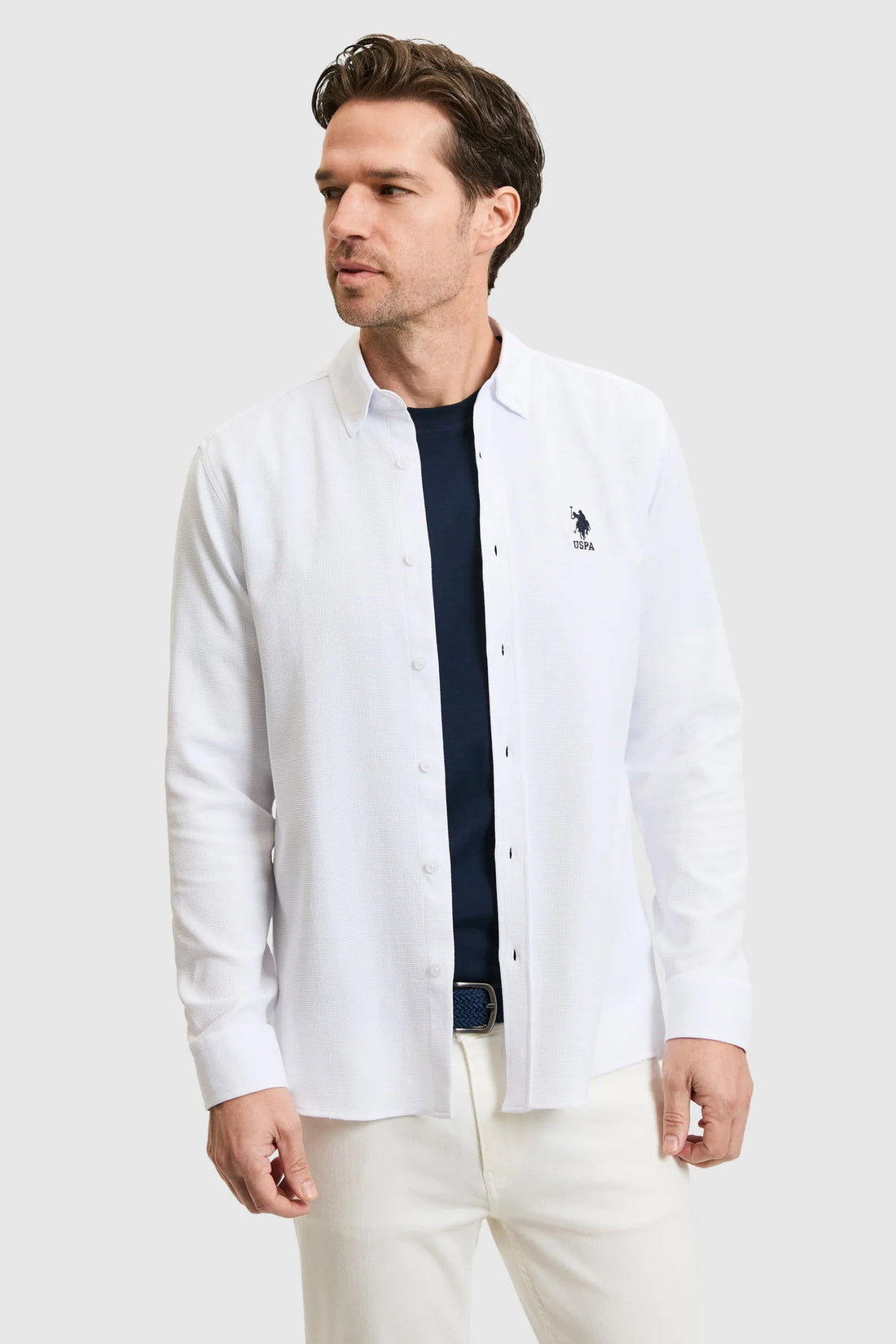 U.S. Polo Assn. White Men White Shirt Long Sleeve SKU: G081GL0040 PU-11980_VR013 Image 01