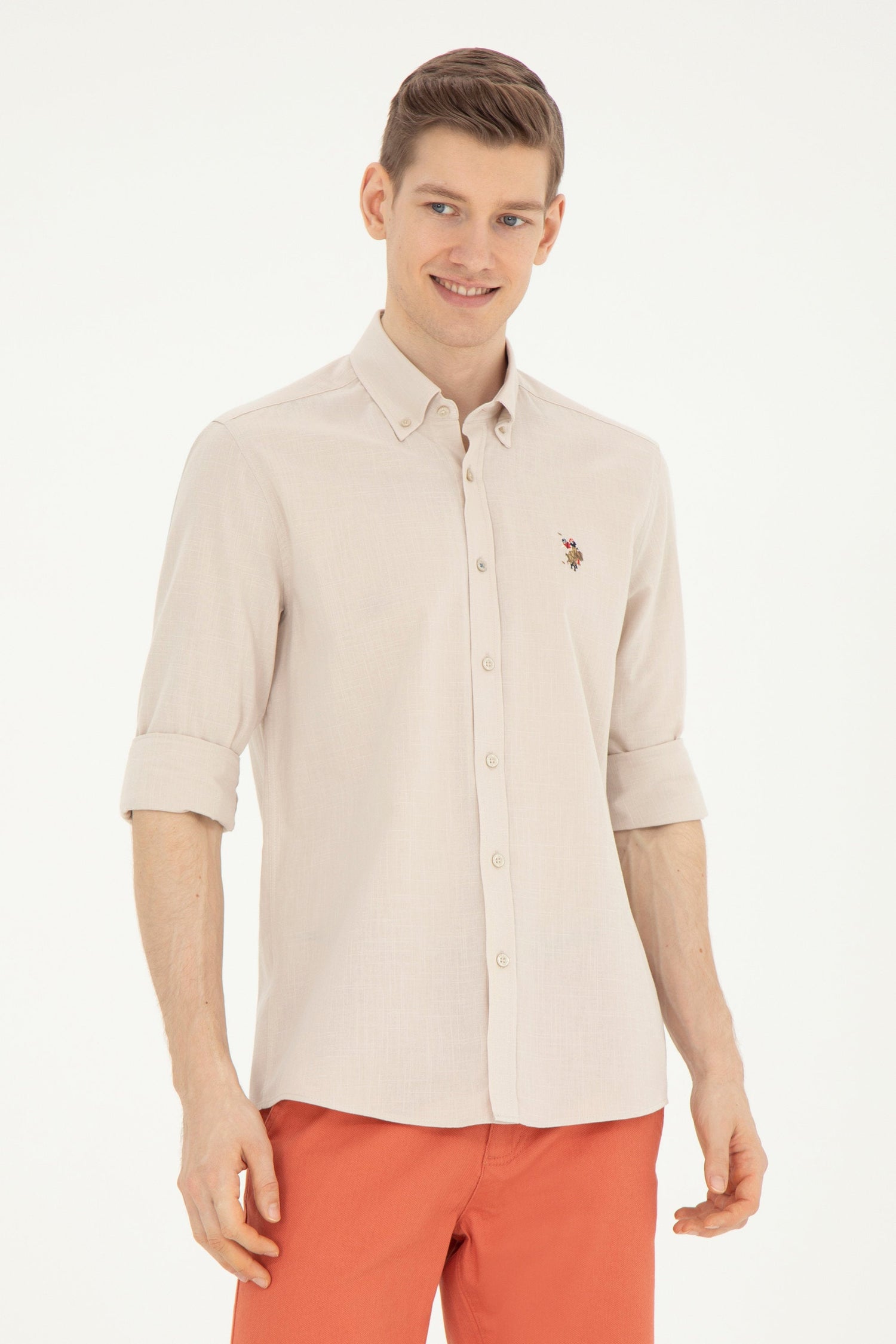 Men Beige Shirt Long Sleeve_G081GL0040 1829583_VR049_02