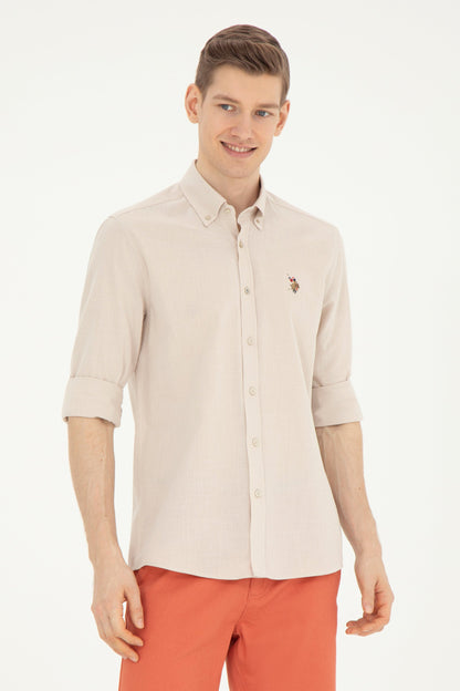 Men Beige Shirt Long Sleeve_G081GL0040 1829583_VR049_02