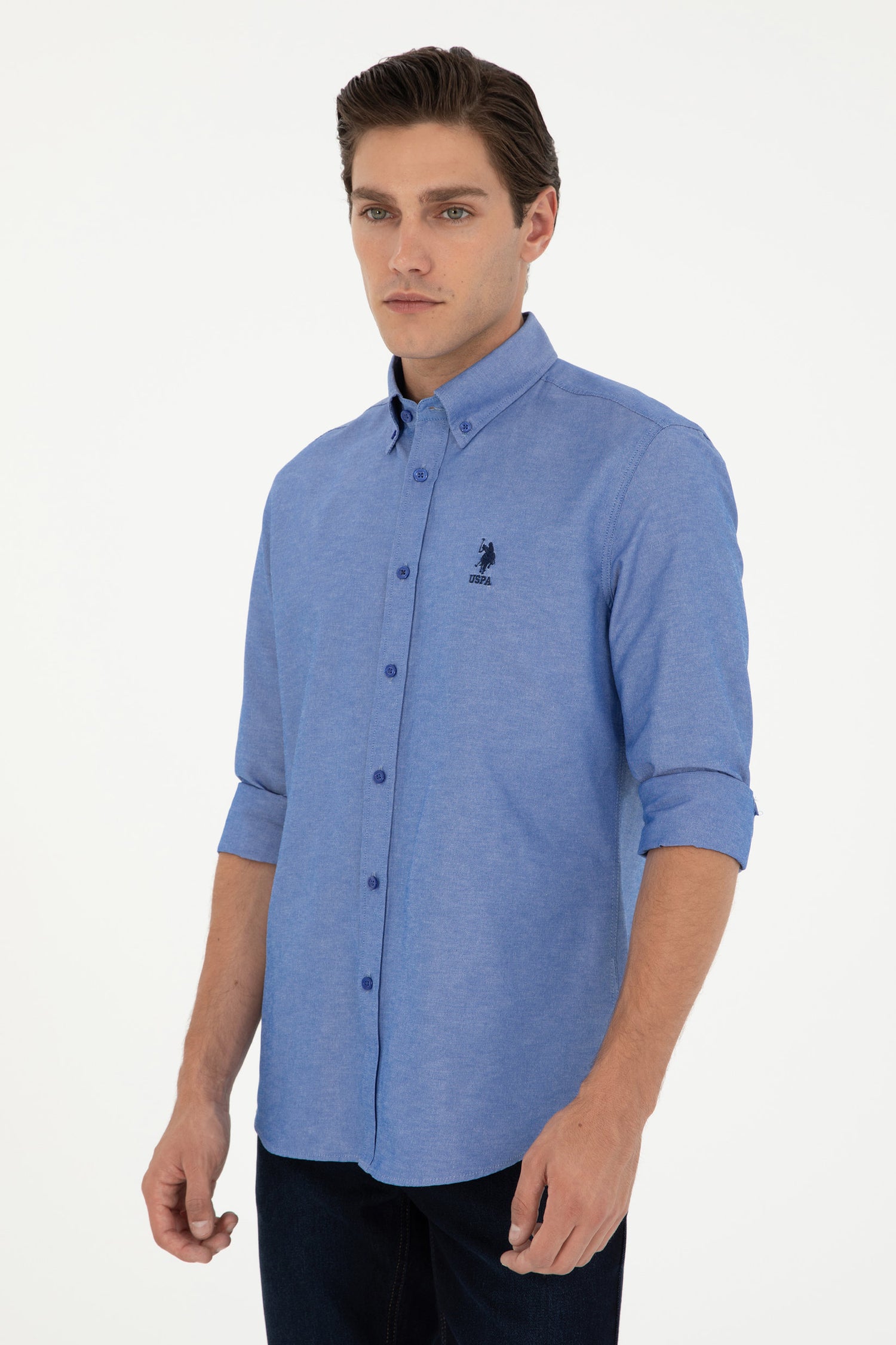 Blue Button Down Woven Shirt_G081GL0040 1958930_VR045_03