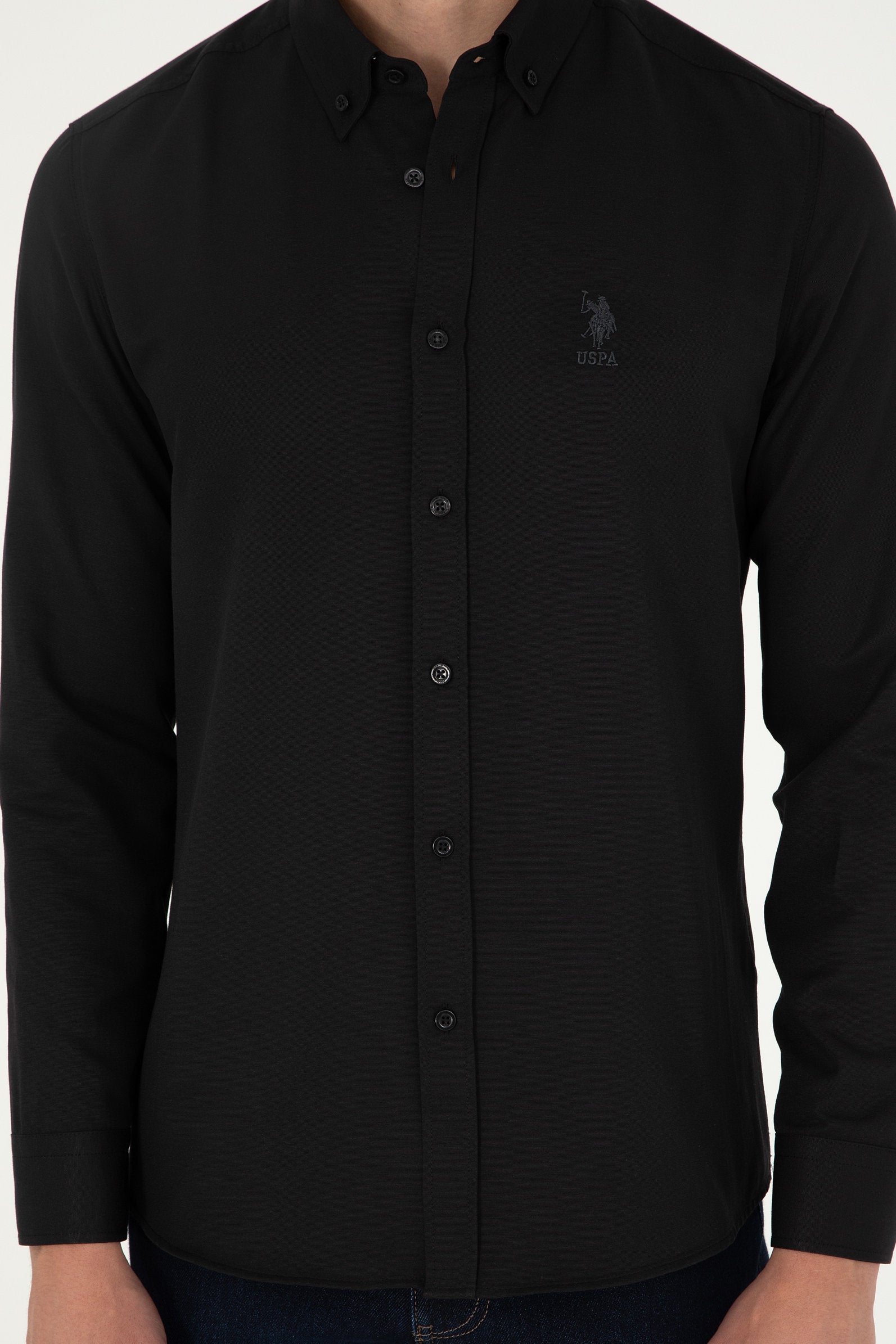 Black Button Down Woven Shirt_G081GL0040 1958930_VR046_06