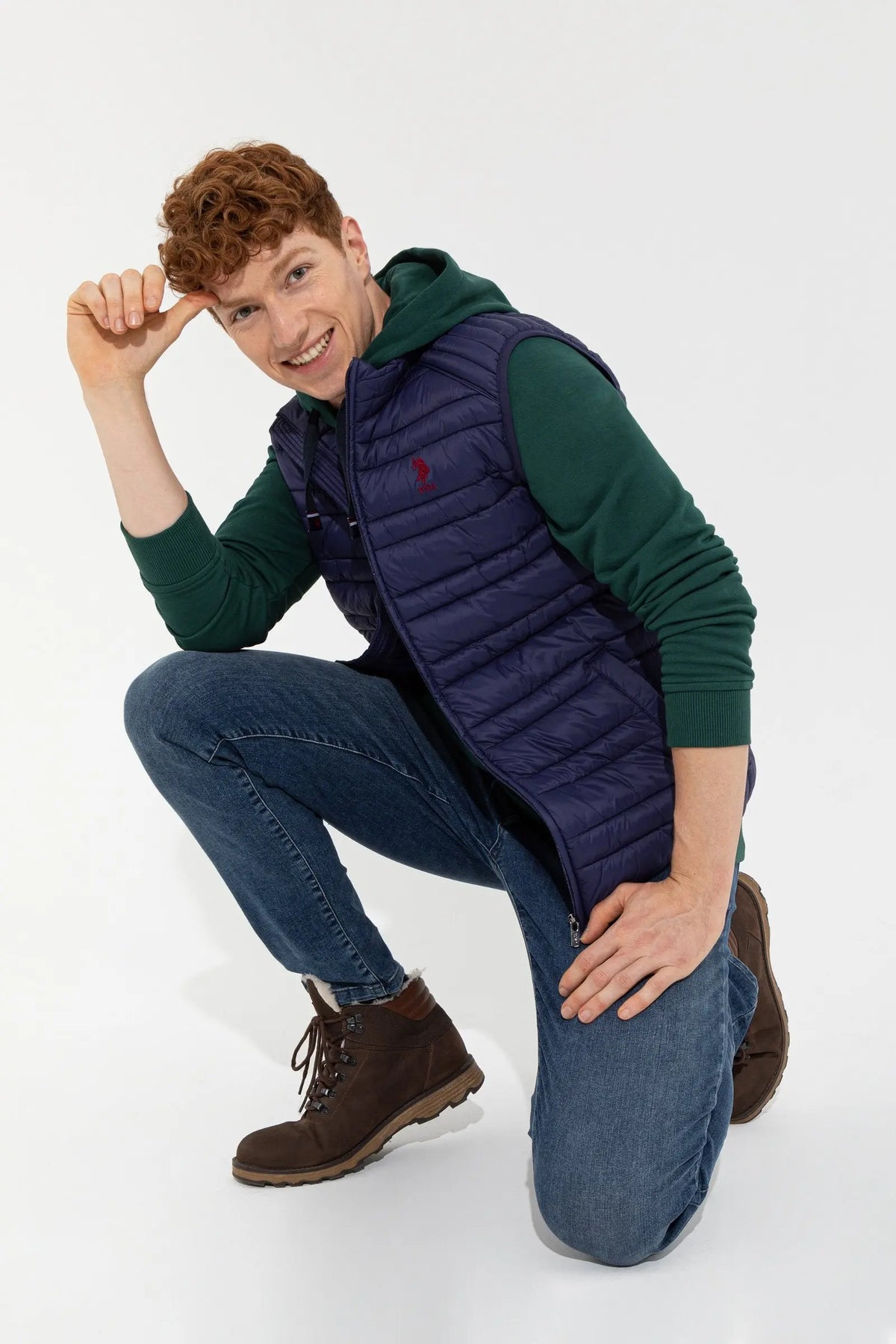 Dark Blue Woven Vest - BEVAVA