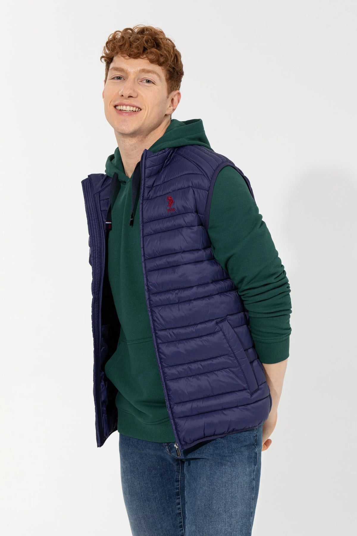 Dark Blue Woven Vest - BEVAVA