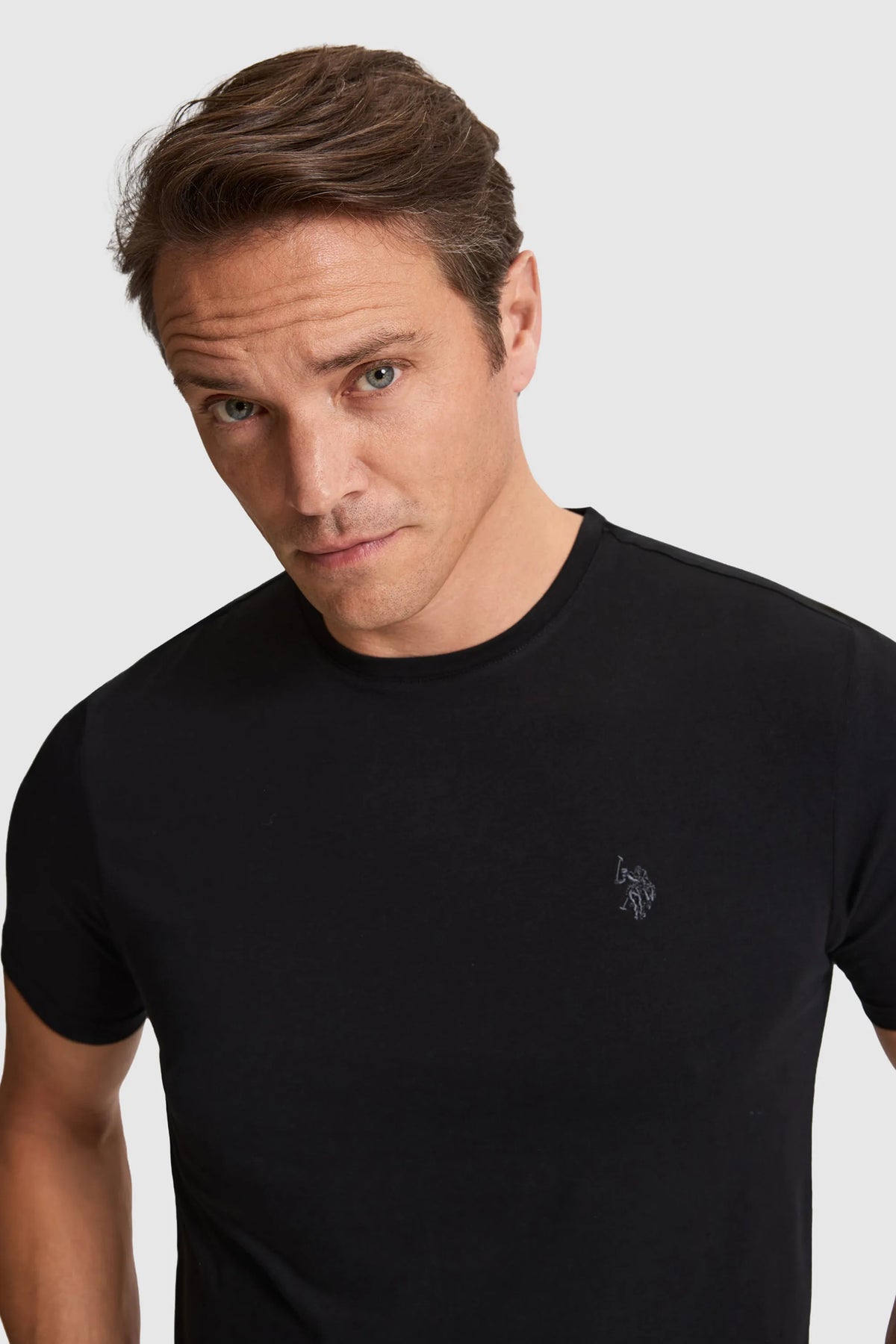U.S. Polo Assn. Black Men Black Short Sleeve Cotton T-Shirt SKU: G081GL0110 PU-8732_VR046 Image 02