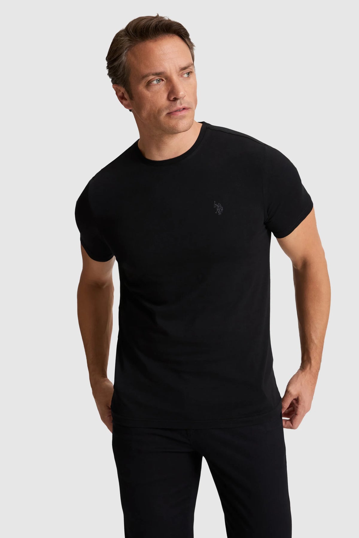 U.S. Polo Assn. Black Men Black Short Sleeve Cotton T-Shirt SKU: G081GL0110 PU-8732_VR046 Image 03