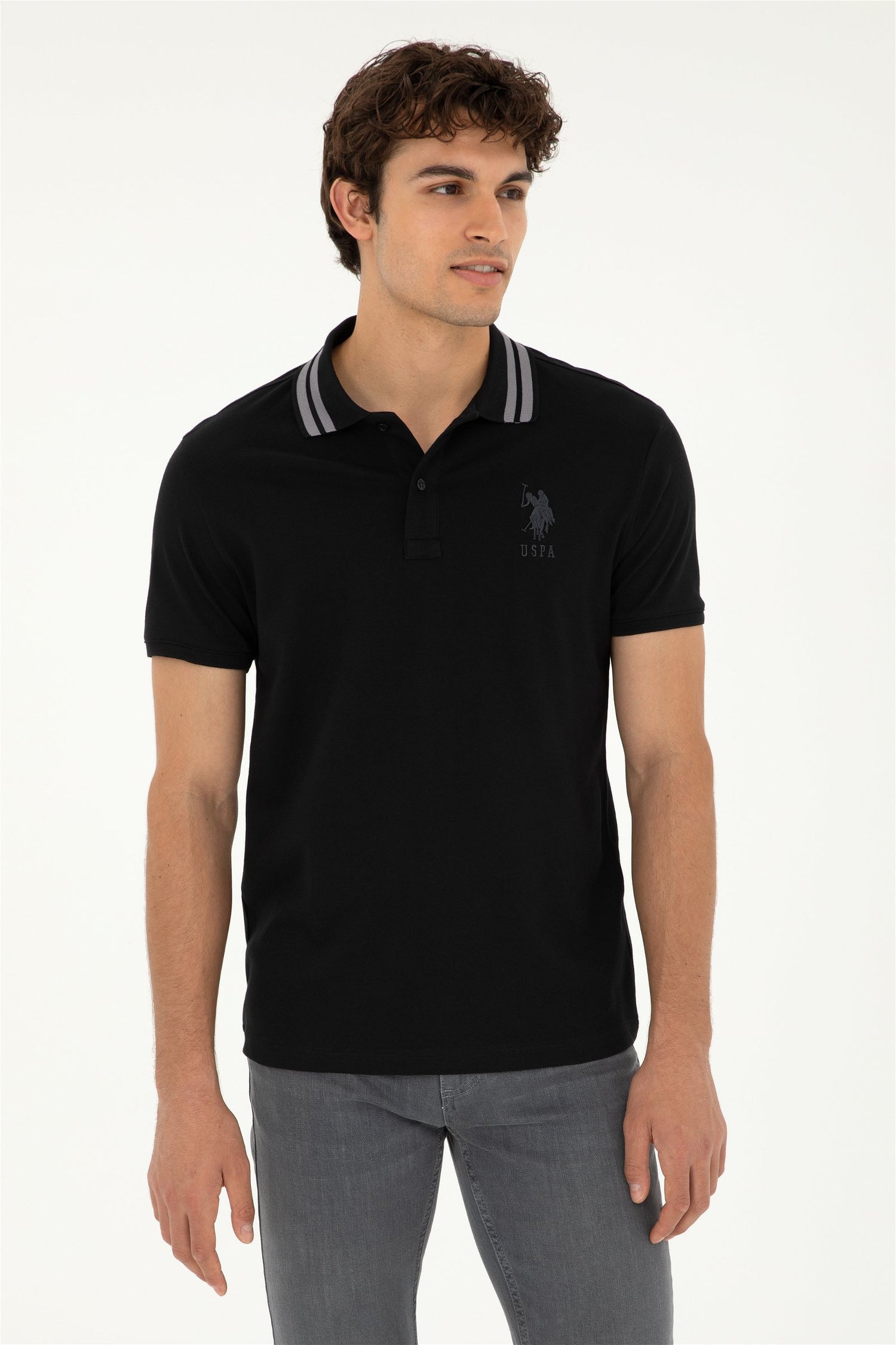 Black Polo Shirt With Logo_G081GL0110 1792252_VR046_01