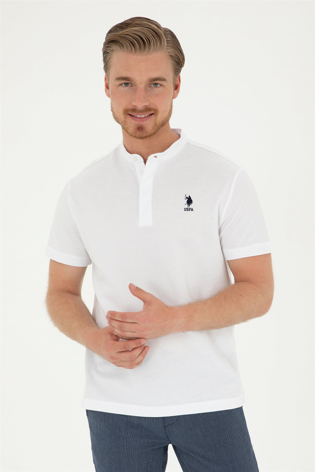 White Henley Style T-Shirt_G081GL0110 1831274_VR013_01