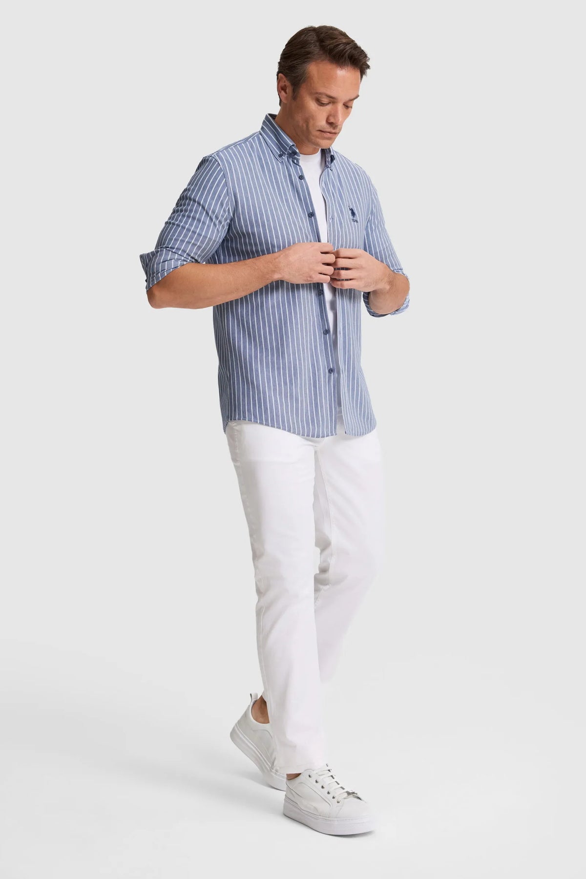 U.S. Polo Assn. White Men White Slim Fit Chino Trousers SKU: G081GL0780 PU-8794_VR013 Image 01