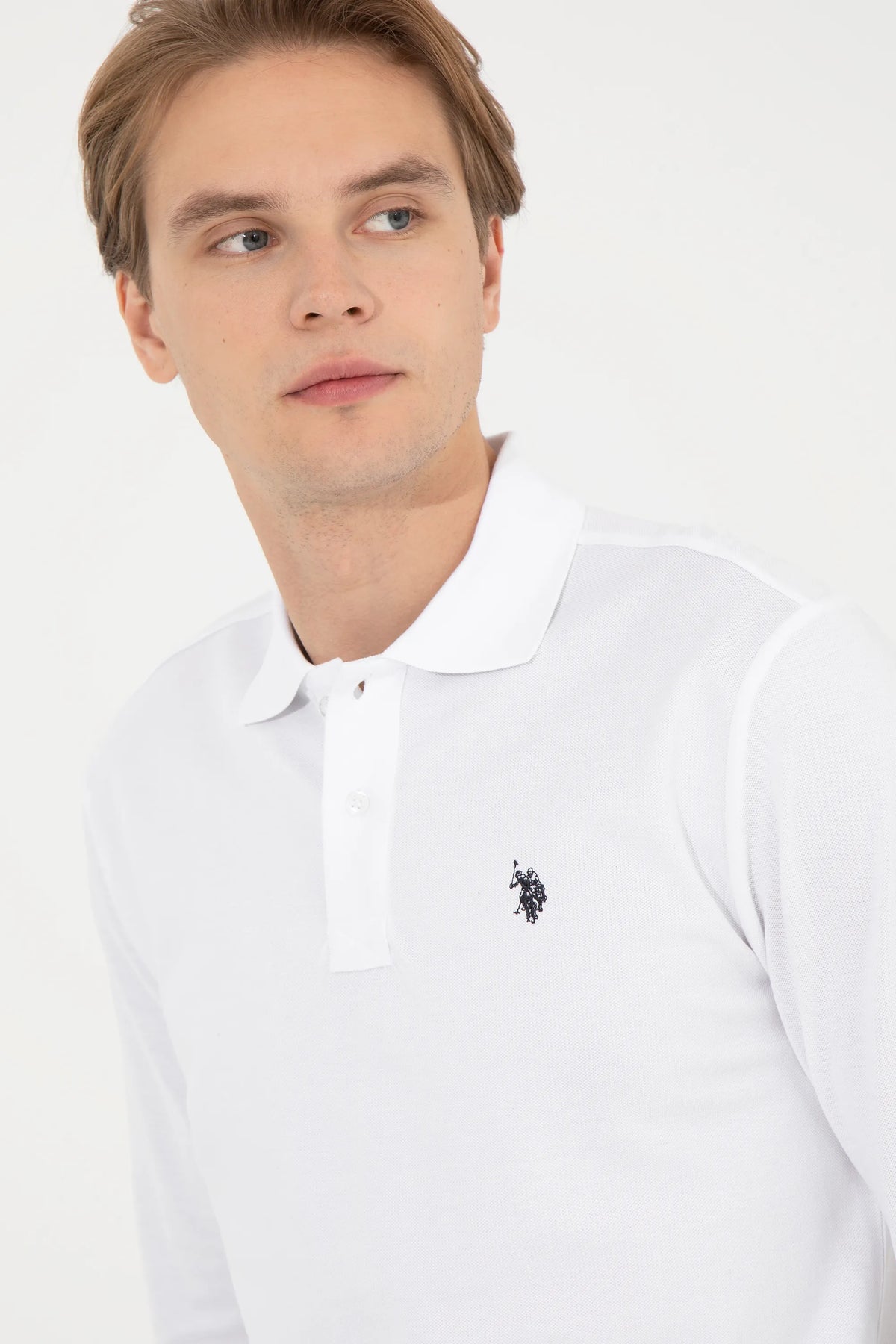U.S. Polo Assn. White Men White Long Sleeve PiquŽ Polo Shirt SKU: G081GL0820 1451570_VR013 Image 03
