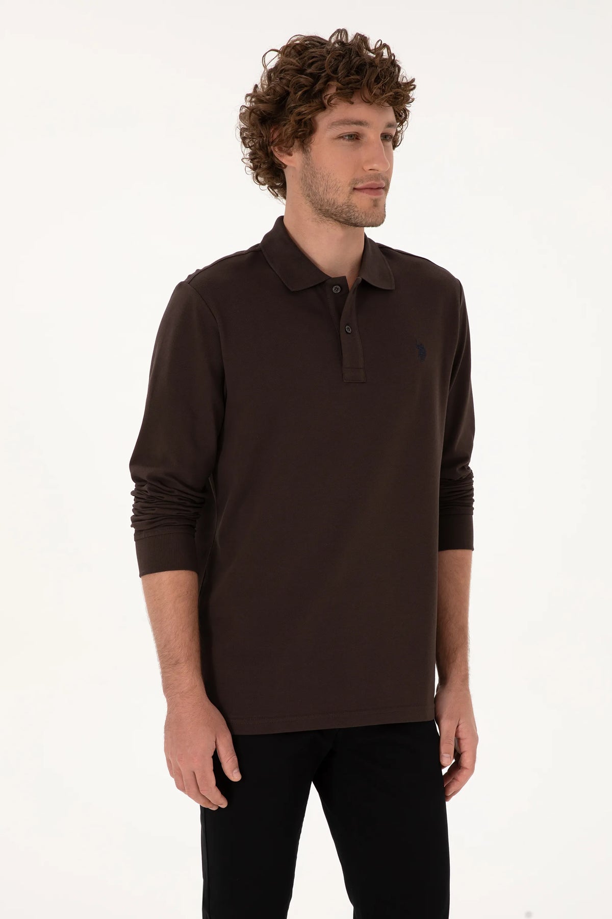 U.S. Polo Assn. Dark Brown Men Dark Brown Long Sleeve PiquŽ Polo Shirt SKU: G081GL0820 2225784_VR084 Image 03