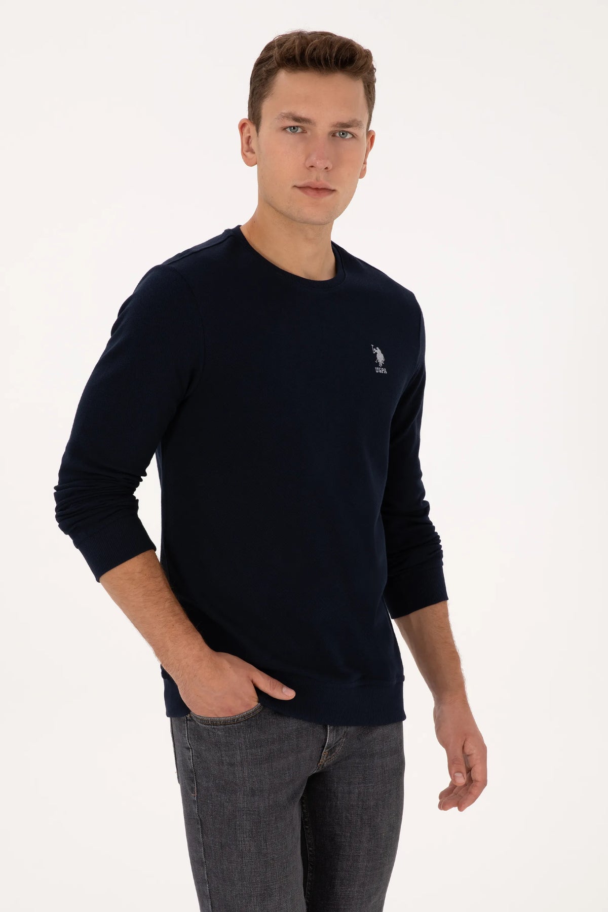 U.S. Polo Assn. Navy Men Navy Crew Neck Sweatshirt SKU: G081GL0820 2249136_VR033 Image 03
