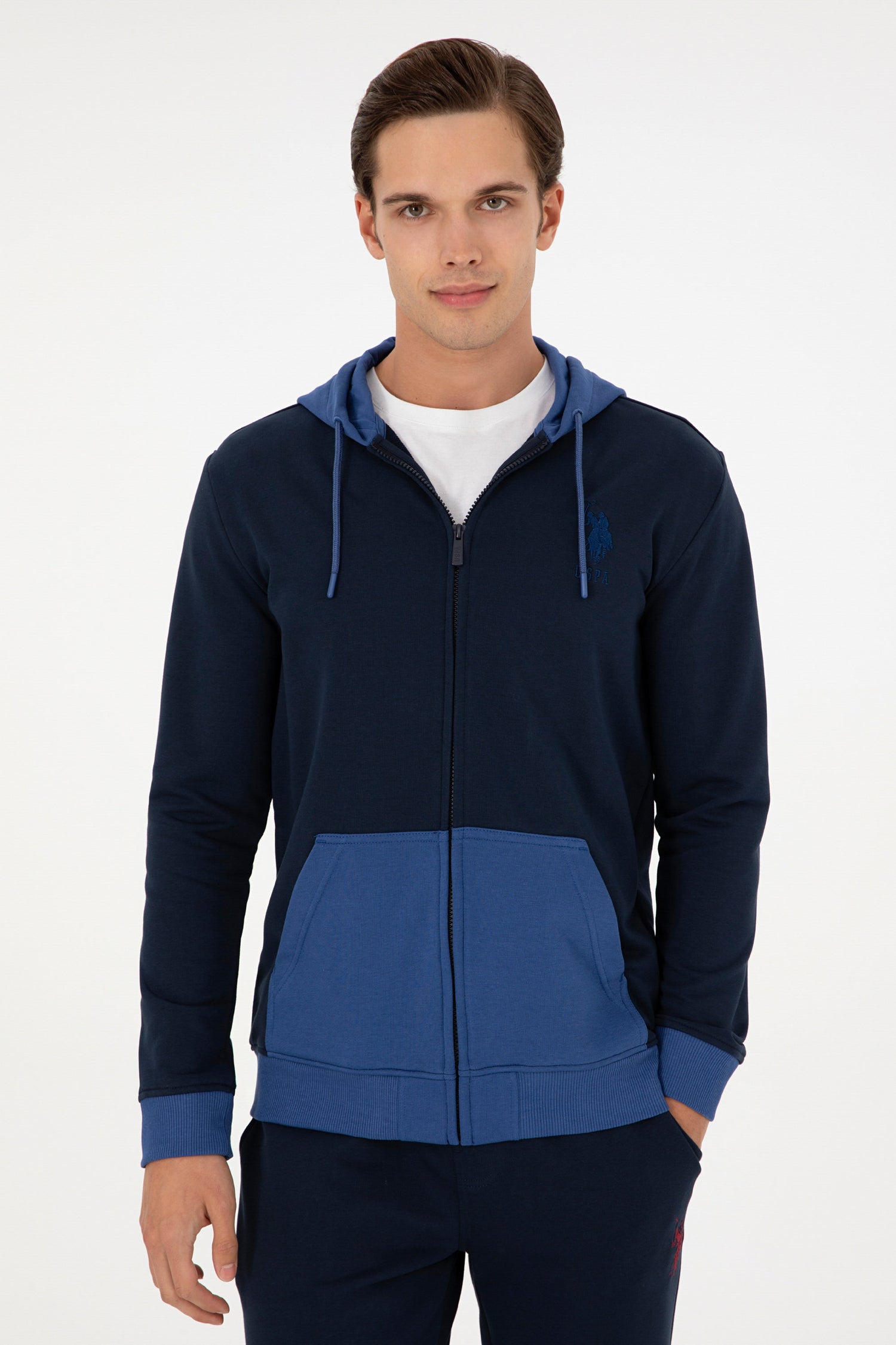 Navy Blue Sweatshirt with Color Block Design_G081GL0820 1943660_VR033_03