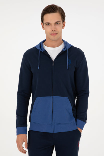 Navy Blue Sweatshirt with Color Block Design_G081GL0820 1943660_VR033_03