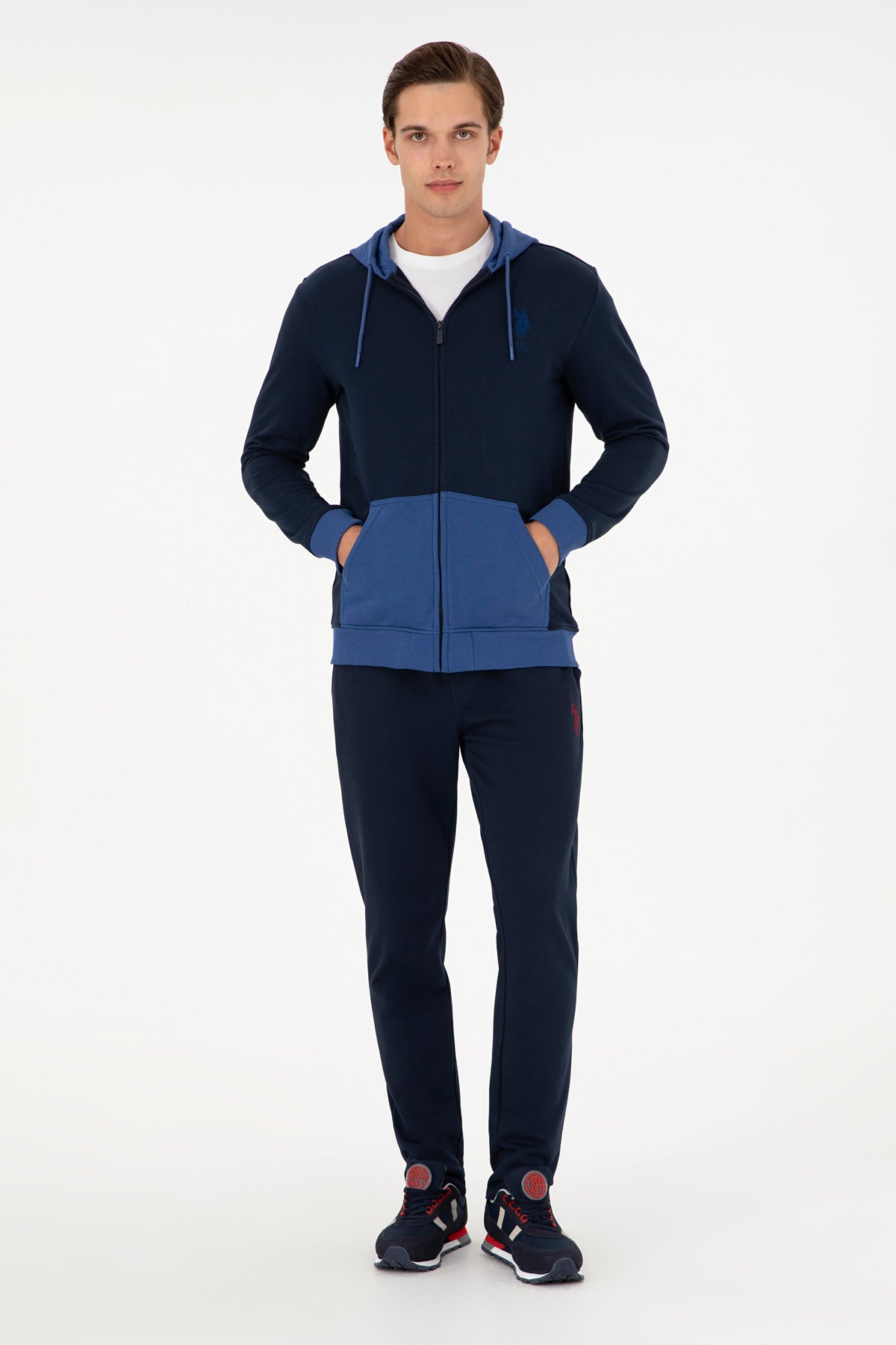 Navy Blue Sweatshirt with Color Block Design_G081GL0820 1943660_VR033_05